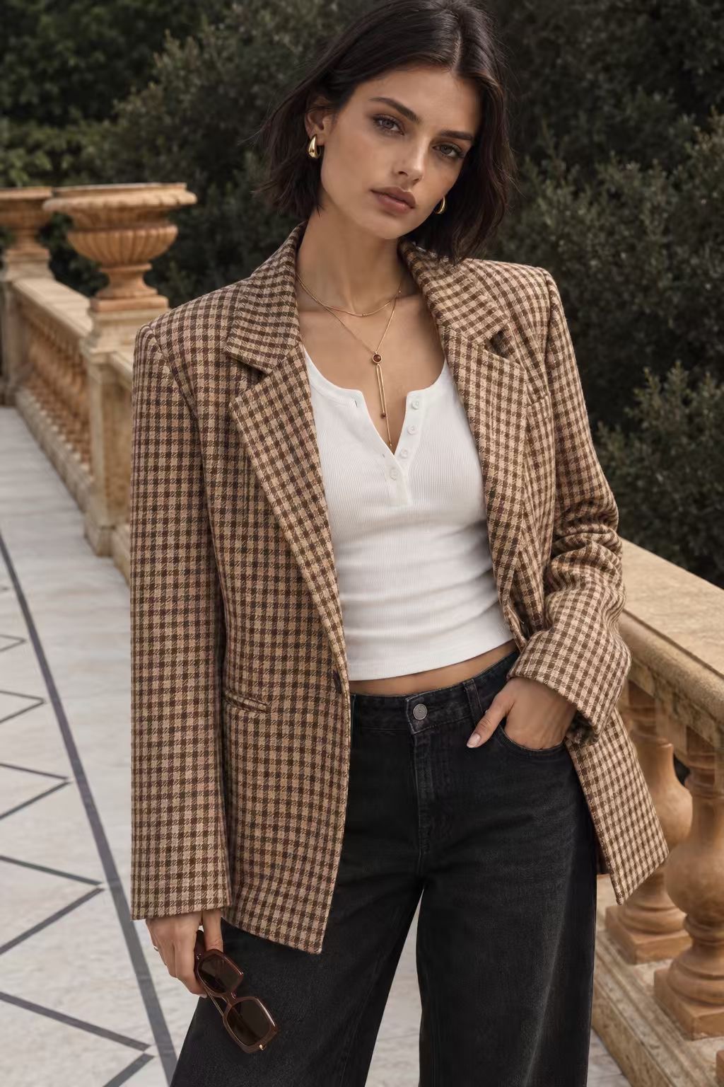 Tailored Micro-Check Blazer