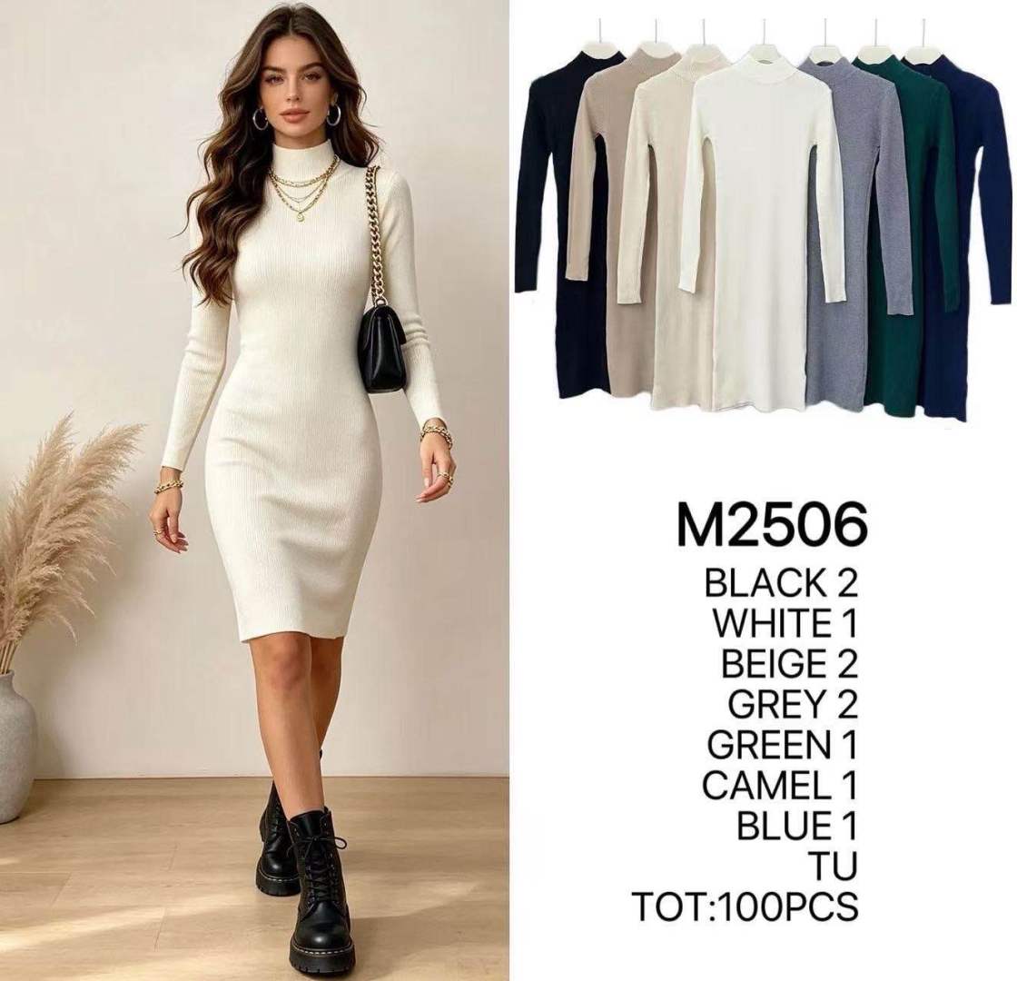 Ribbed Turtleneck Knit Dress