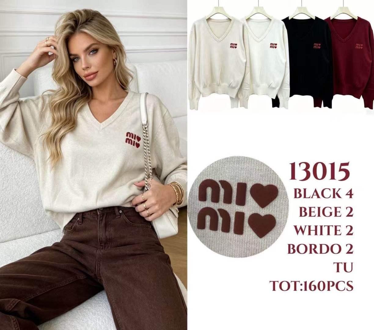 V‑Neck Hip‑Length Sweater
