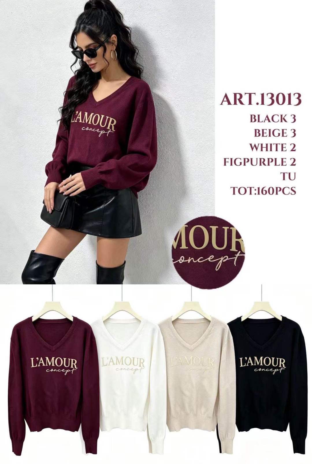 V‑Neck Sweater with Script