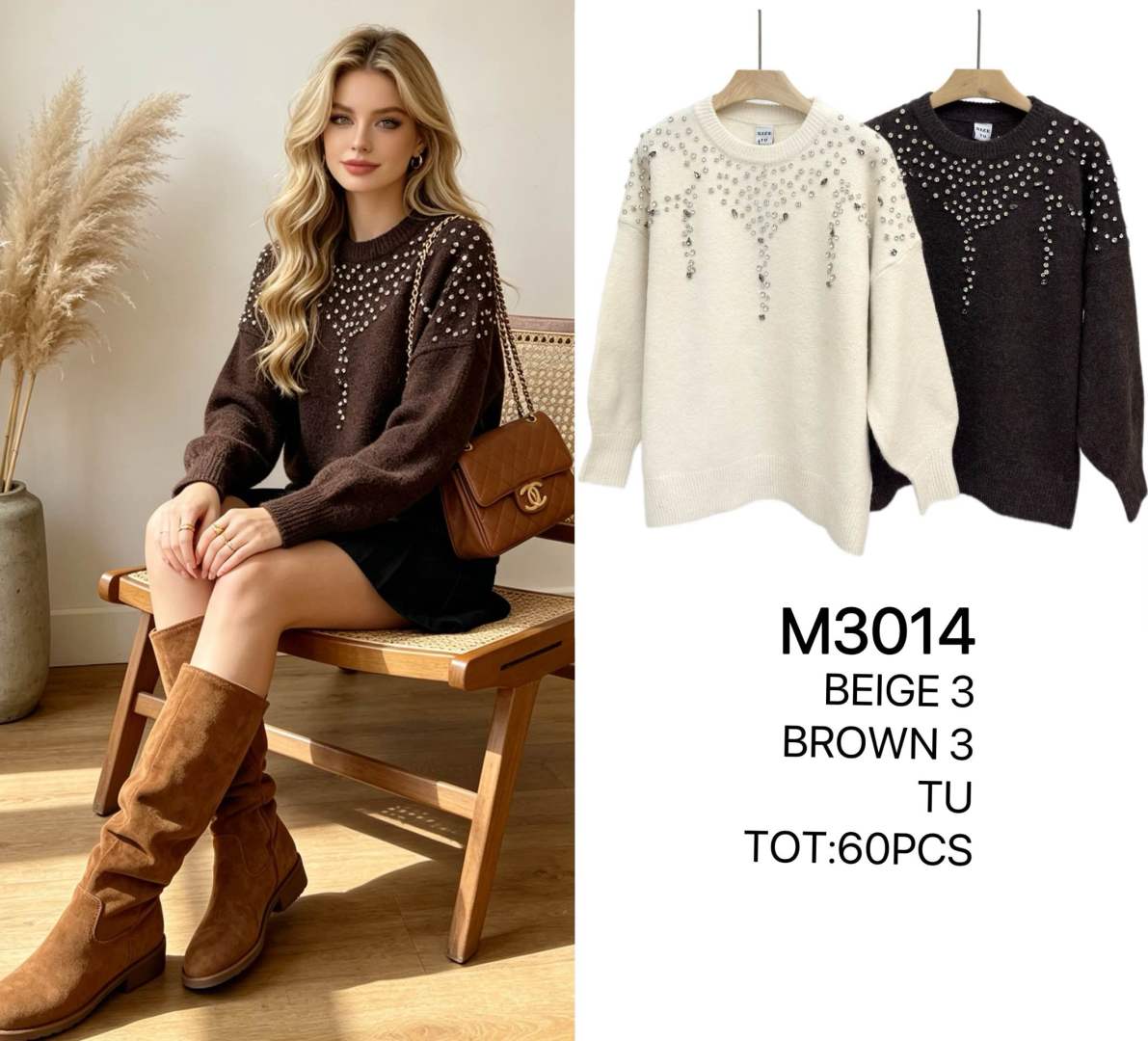 Stud-Embellished Sweater