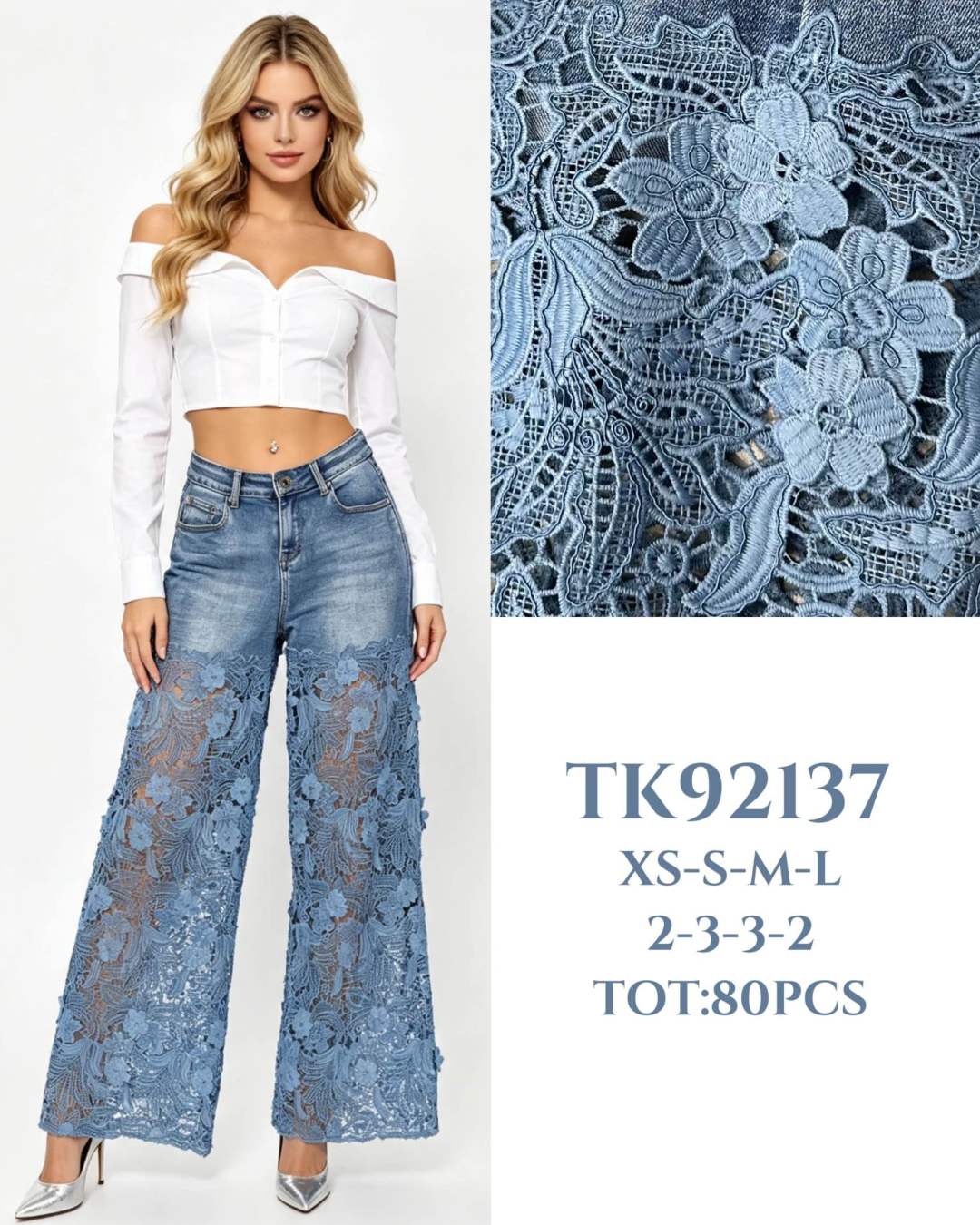 Wide‑Leg Jeans with Lace