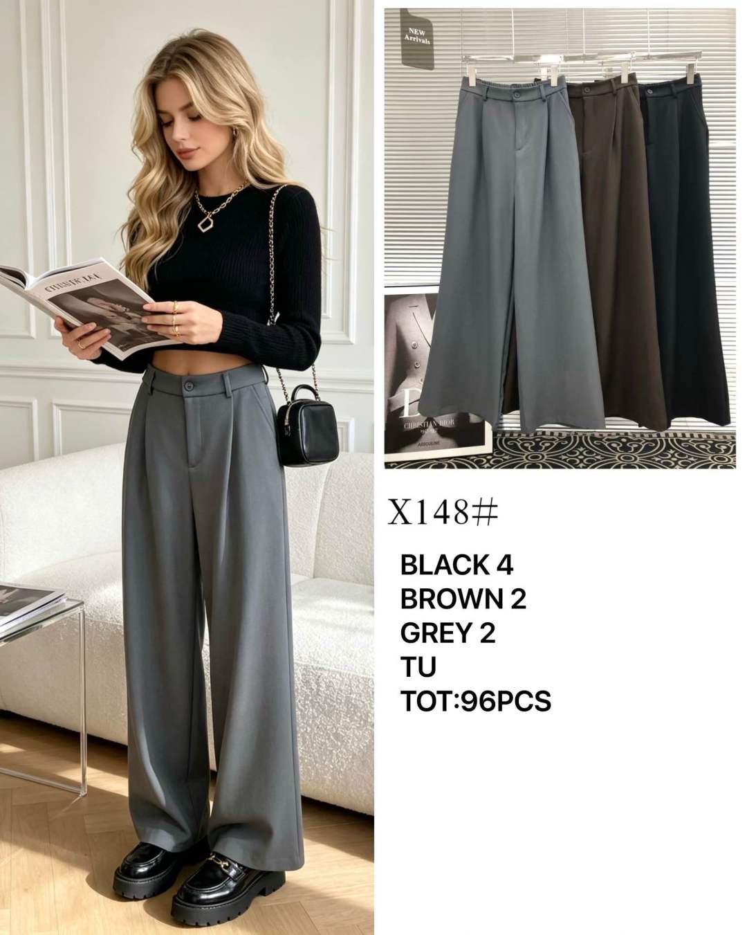 Pleated Wide‑Leg Trousers