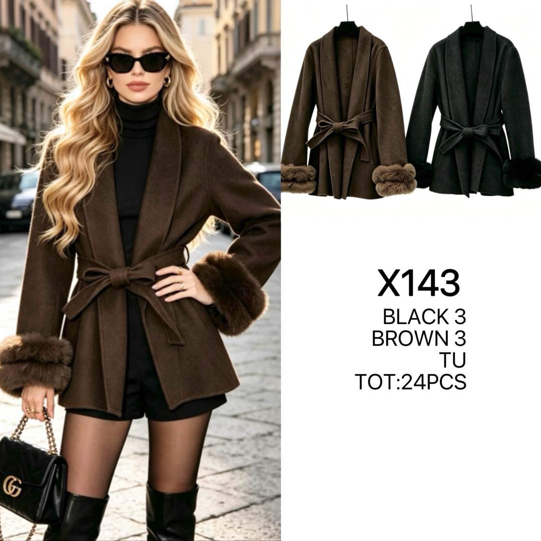 Short Belted Coat with Collar