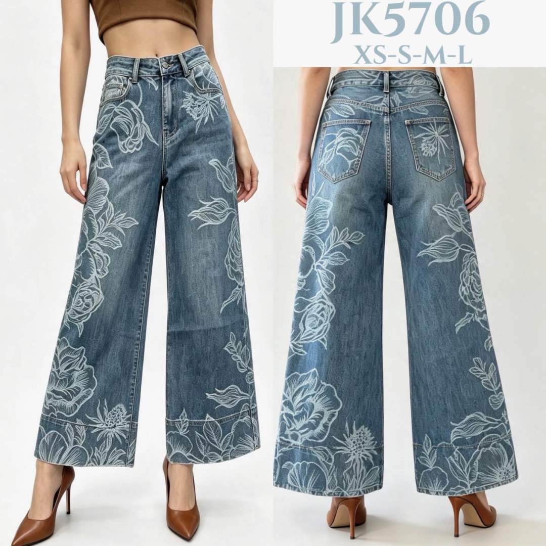 Floral Print Jeans