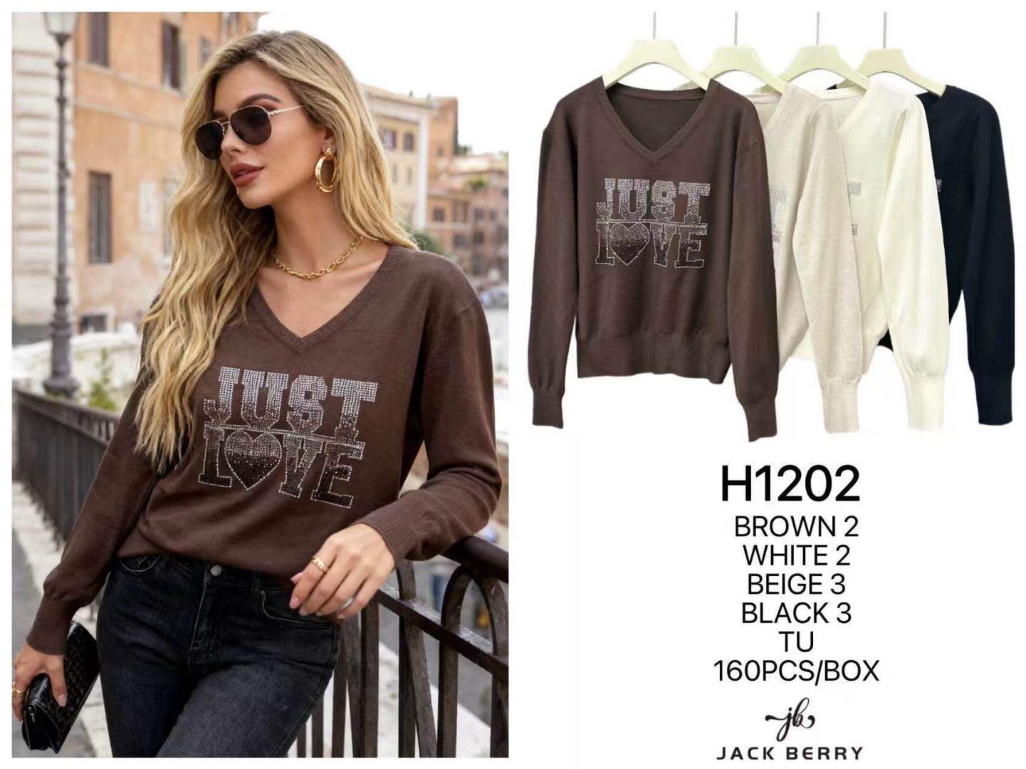V‑Neck Sweater with Statement Logo