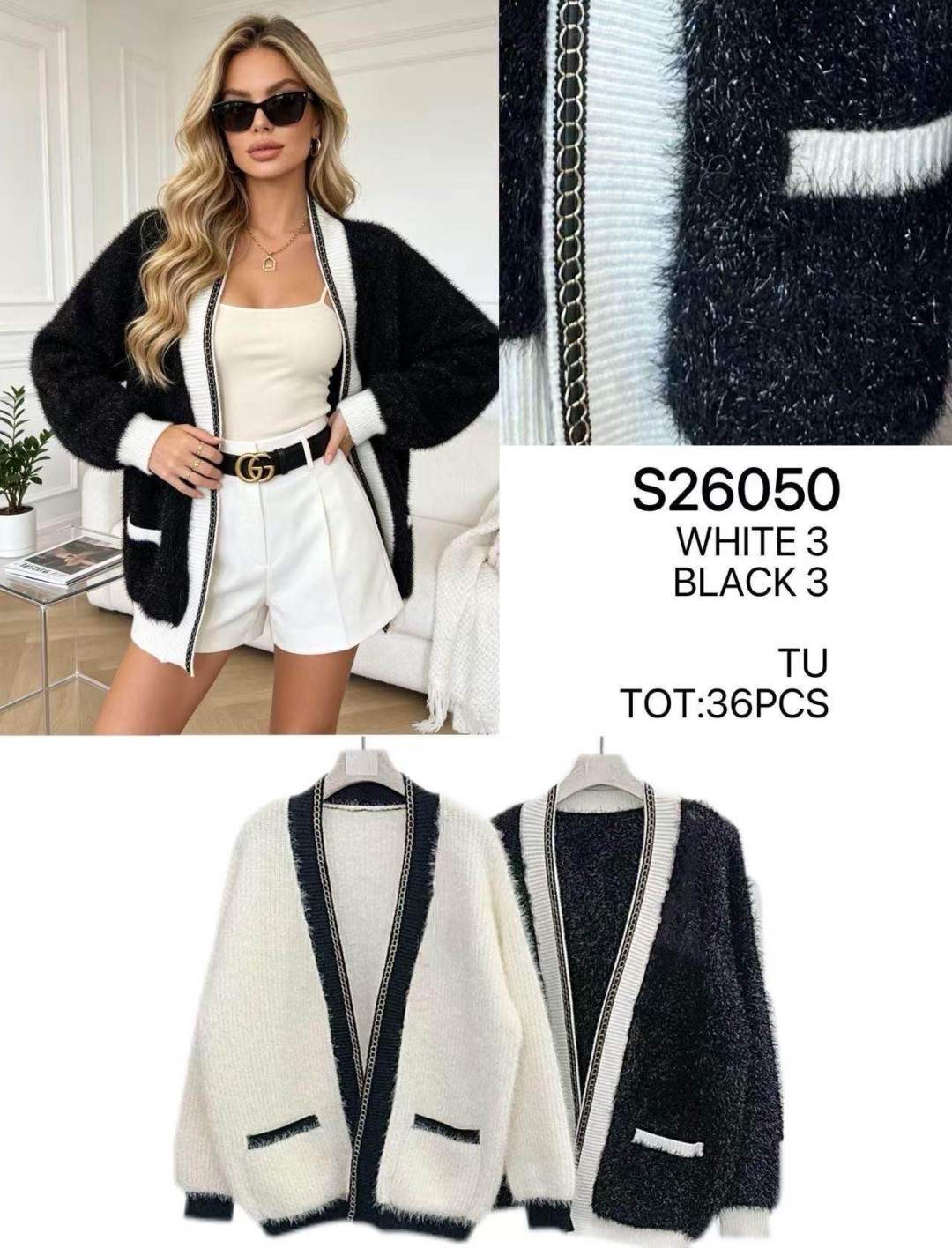 Oversized Color-Block Cardigan