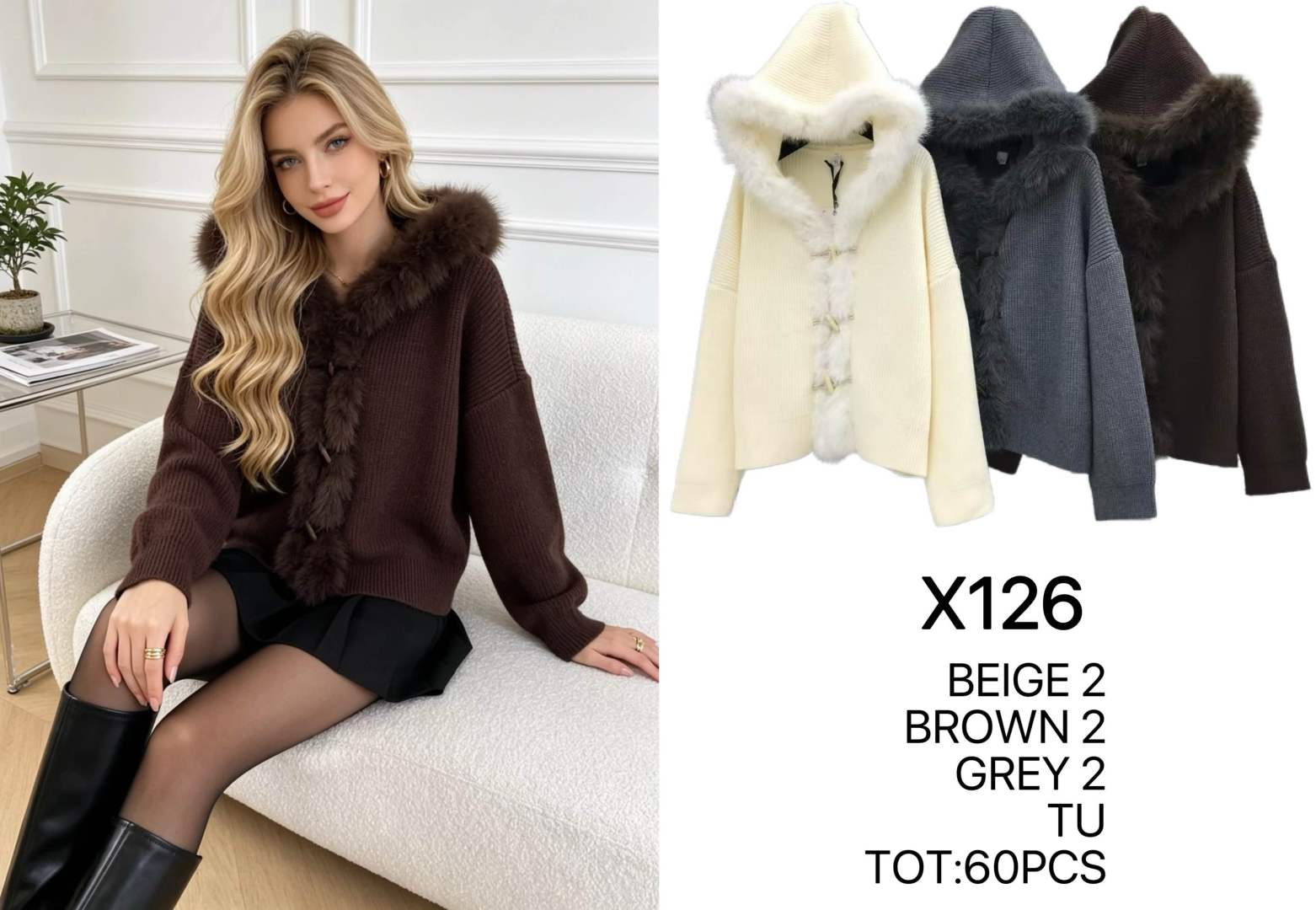 Hooded Cardigan with Fringe