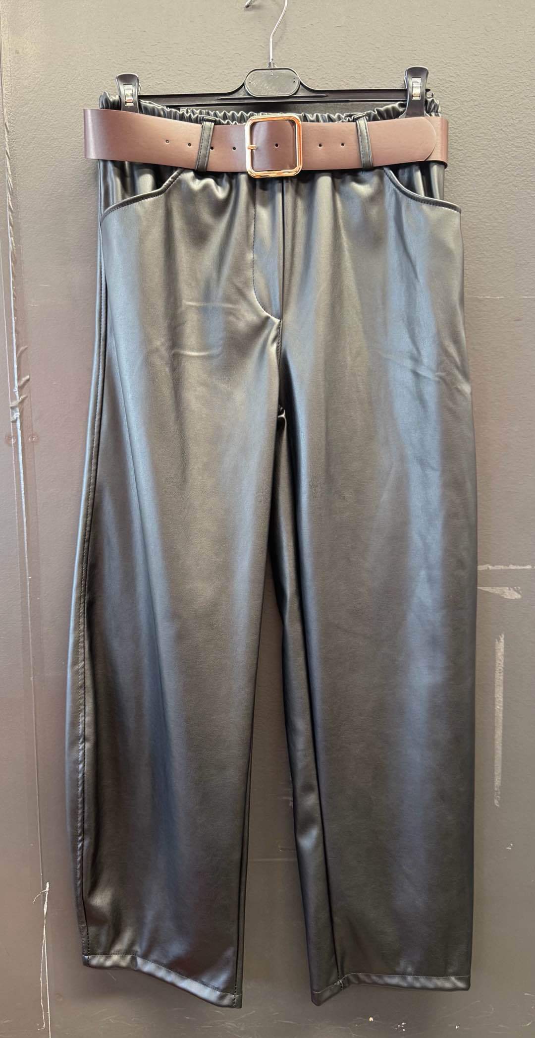Straight Faux-Leather Trousers