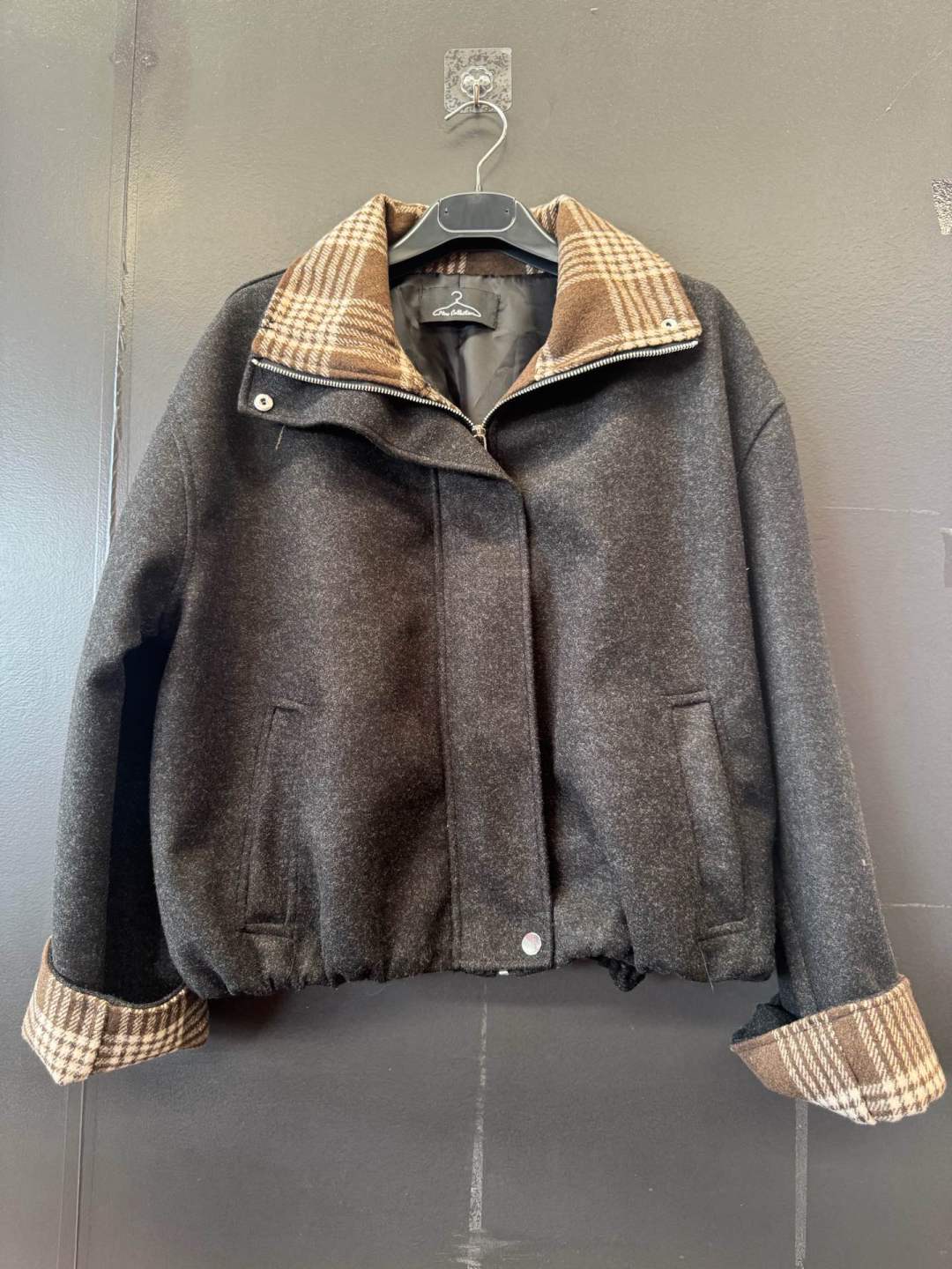 Bomber Jacket with Shirt Collar
