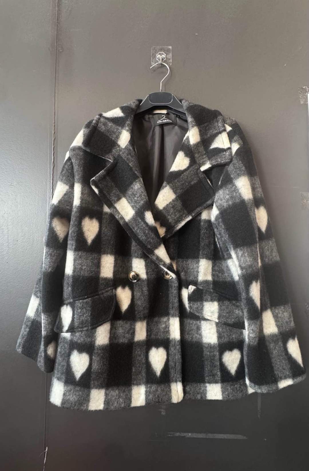 Midi Coat in Bold Check