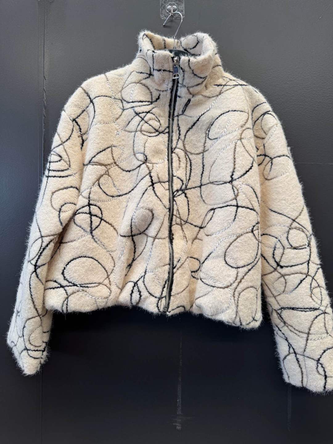Cropped Jacket with Half-Turtleneck