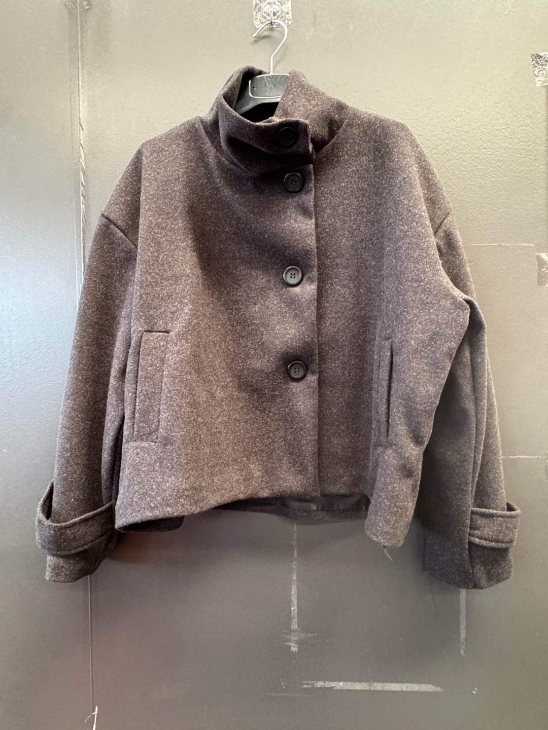 Short Coat with Stand Collar