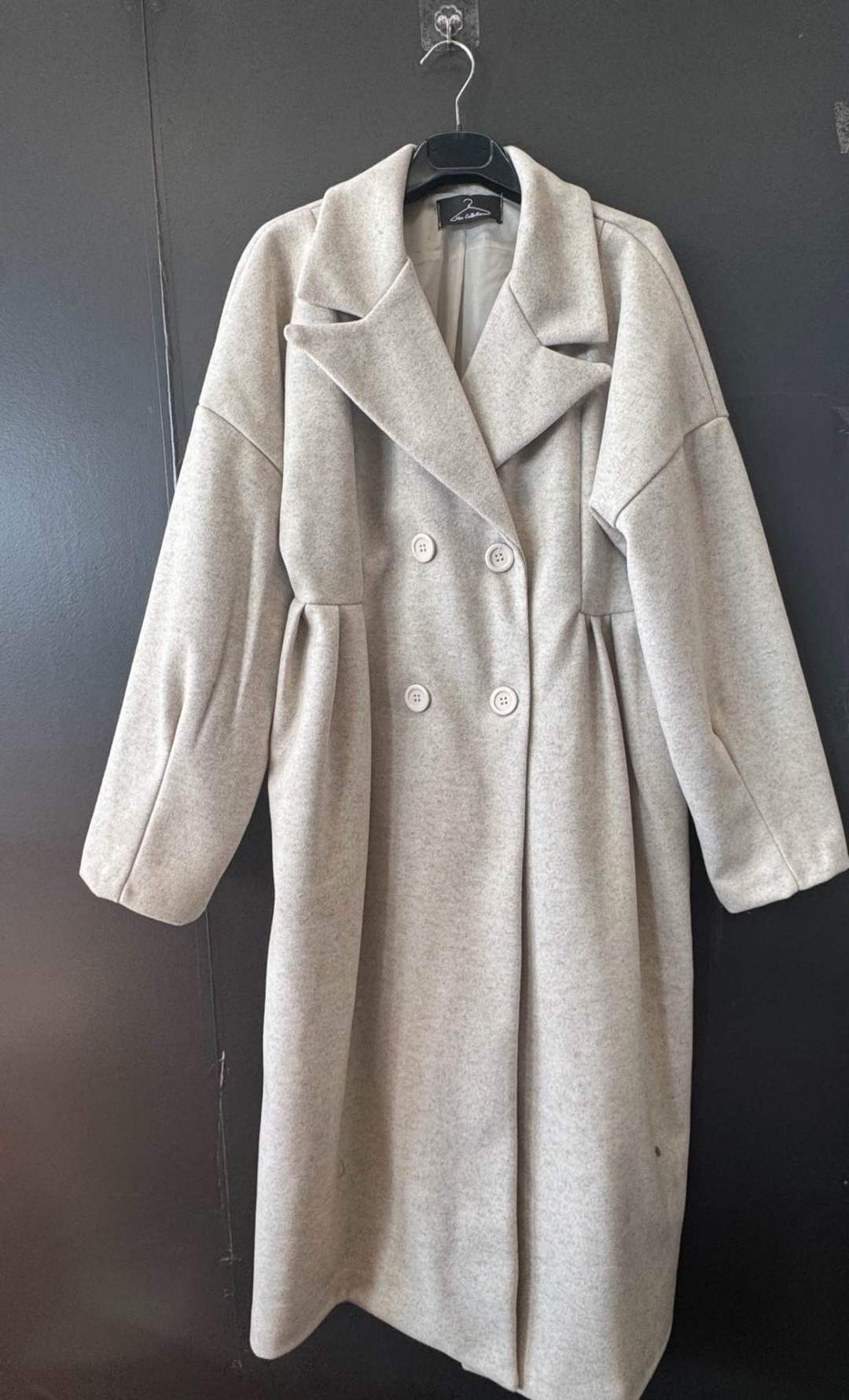 Midi A‑Line Coat with Wide Lapels