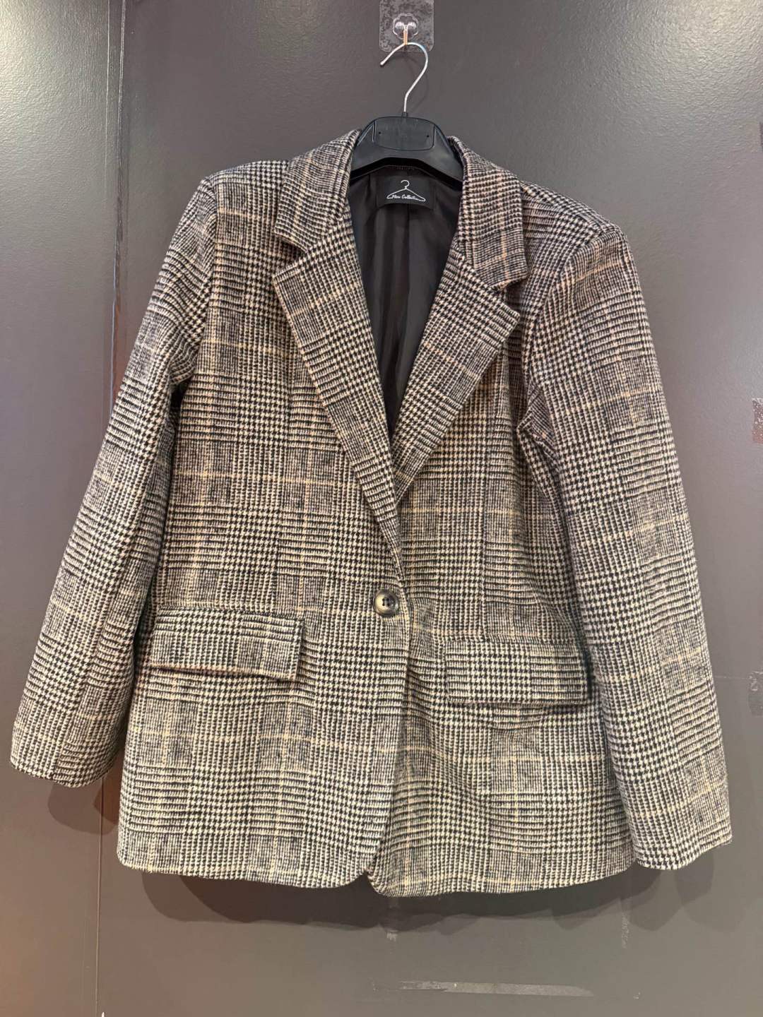 Tailored Short Checked Blazer