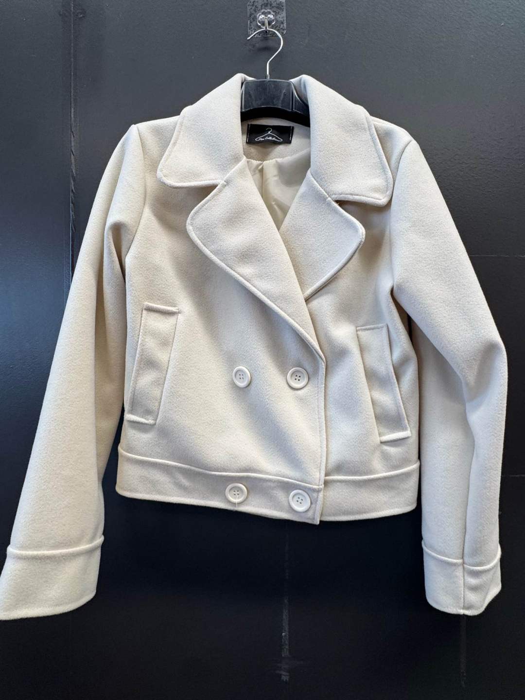 Cropped Double-Breasted Jacket with Lapels