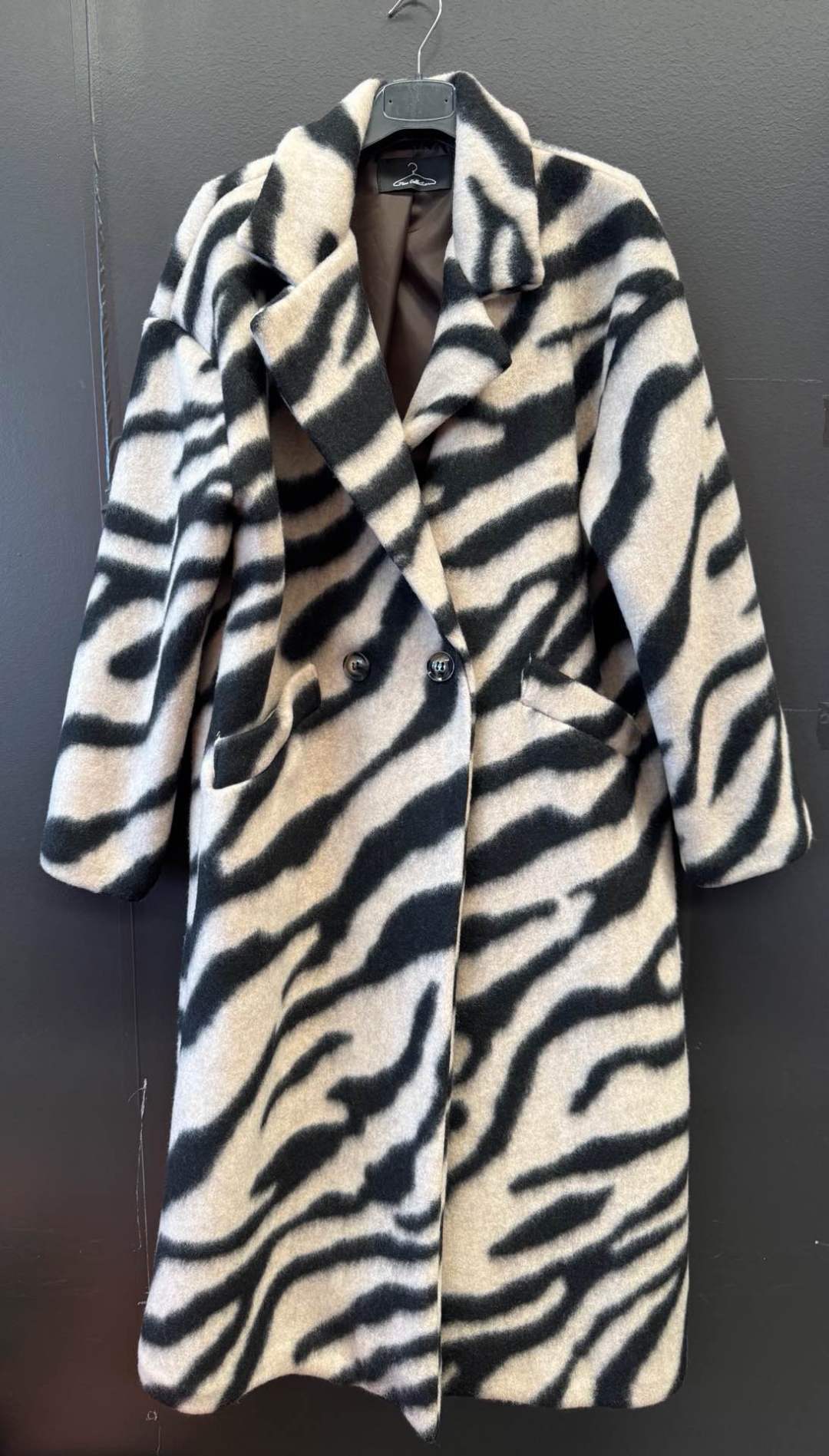 Oversized Midi Zebra Coat