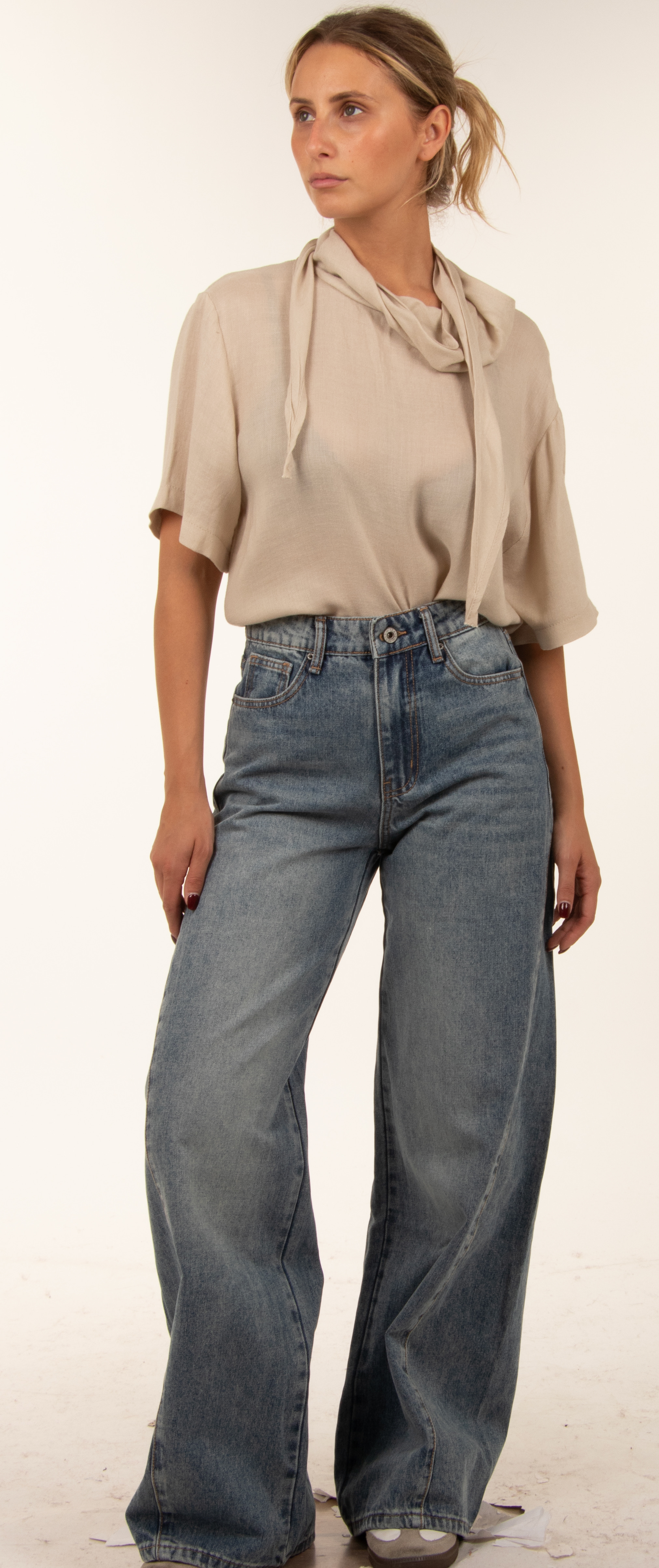 Wide-Leg Denim Trousers