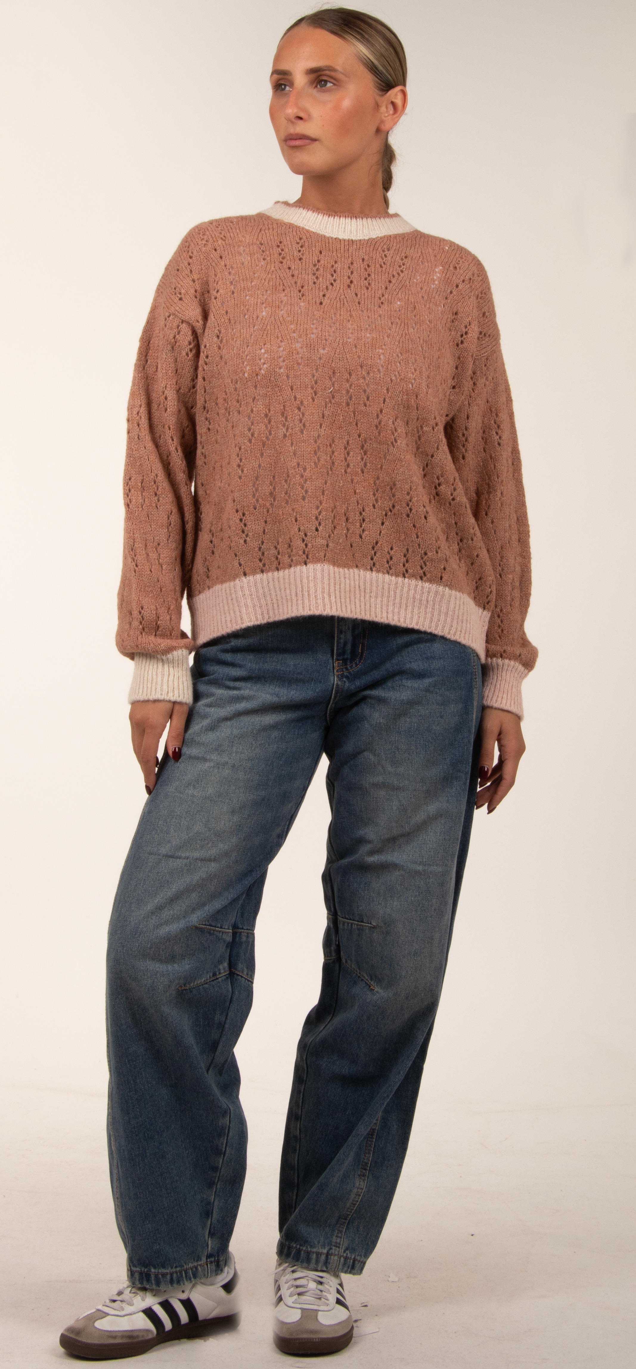 Relaxed Sweater with Geometric Pattern