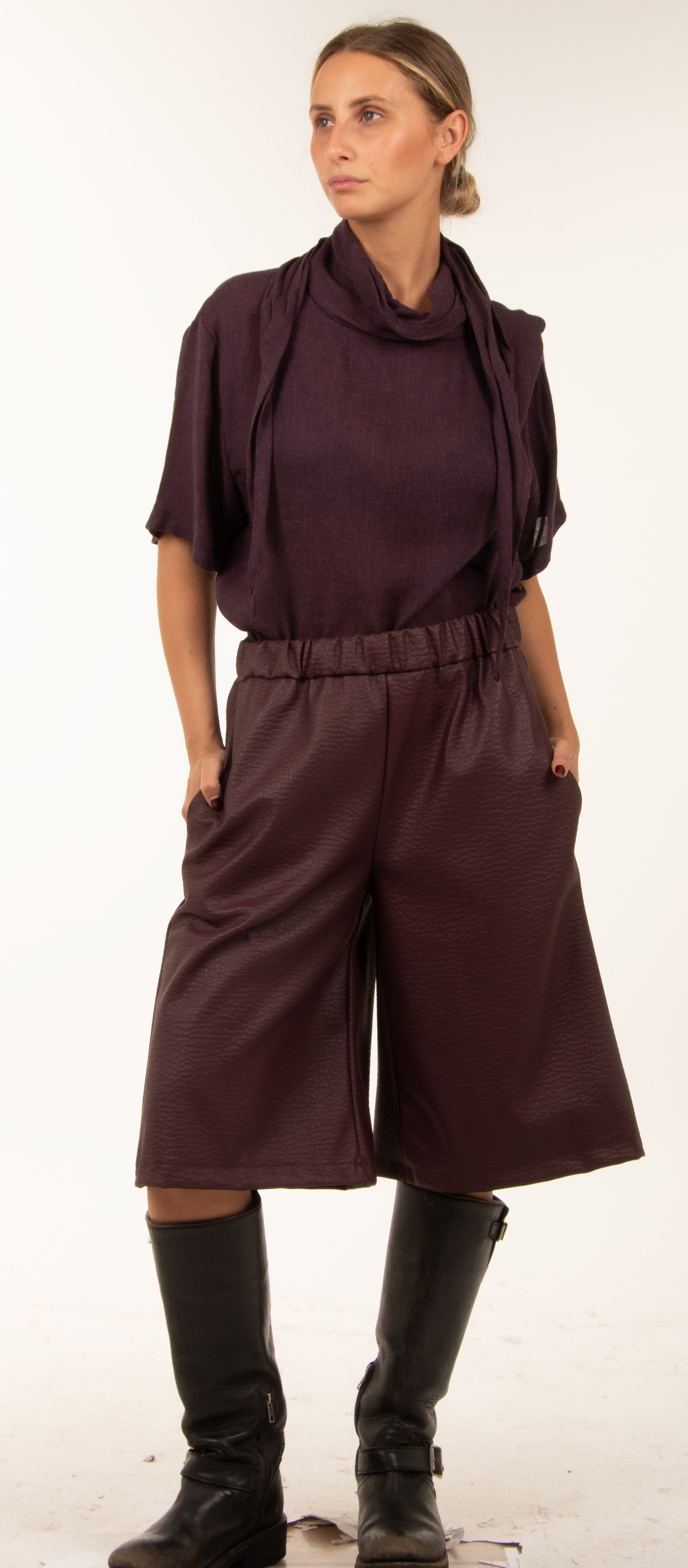 Eco‑Leather Culotte Trousers