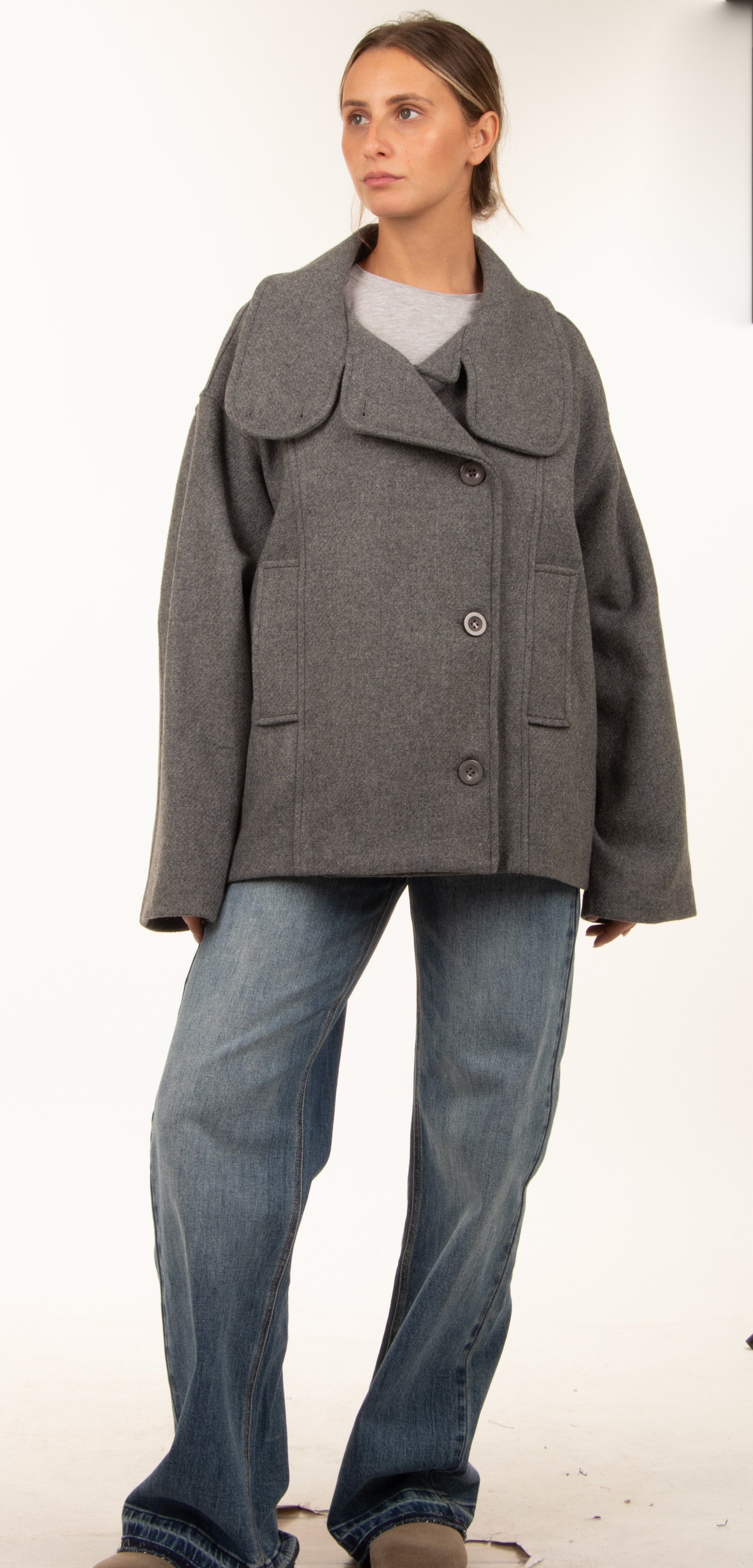 Oversized Coat with Lapels