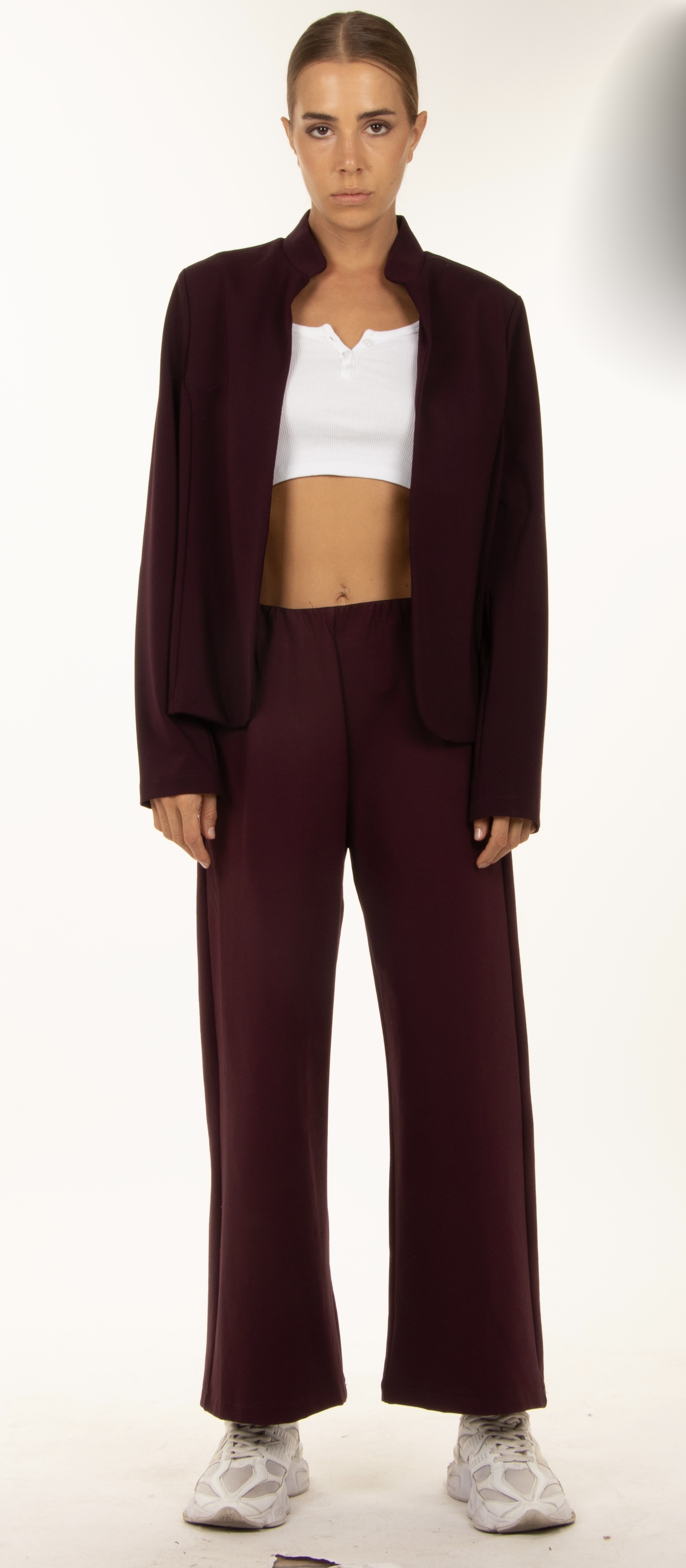 Stand-Collar Open Blazer
