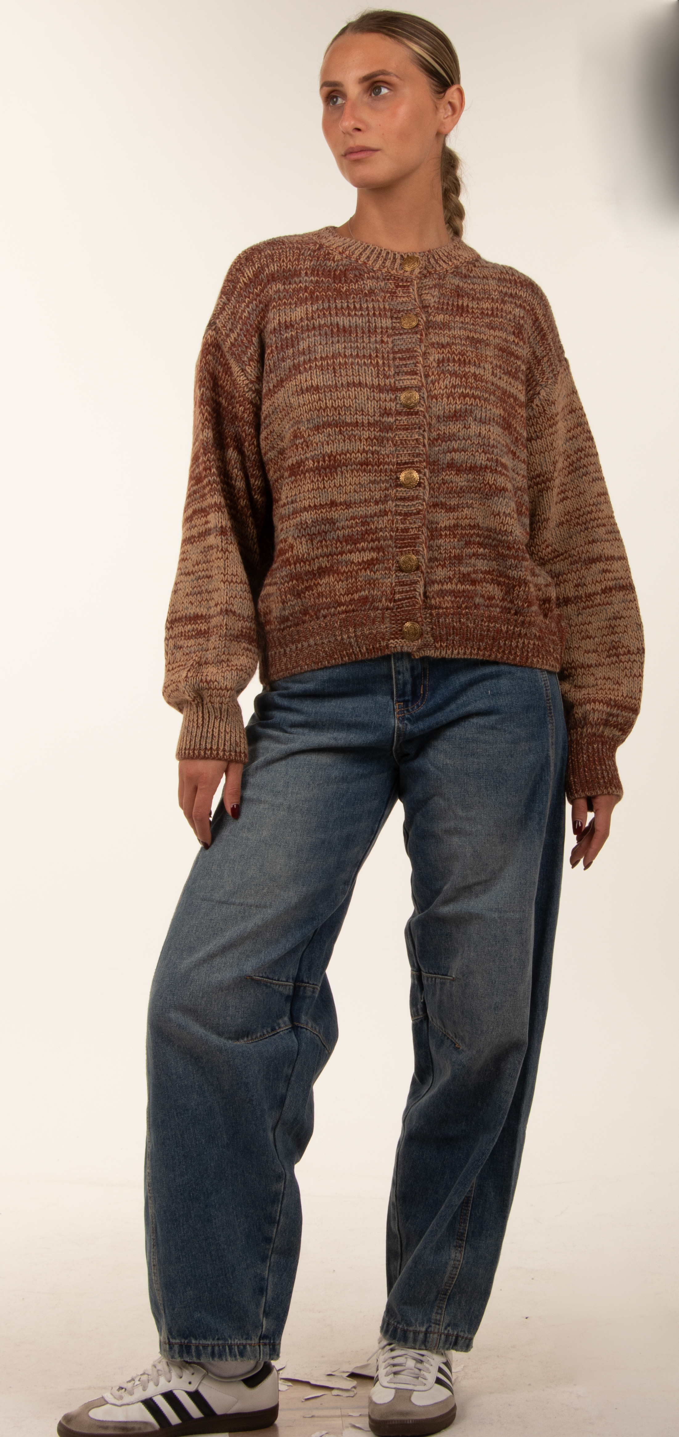 Relaxed Cardigan with Gold Buttons