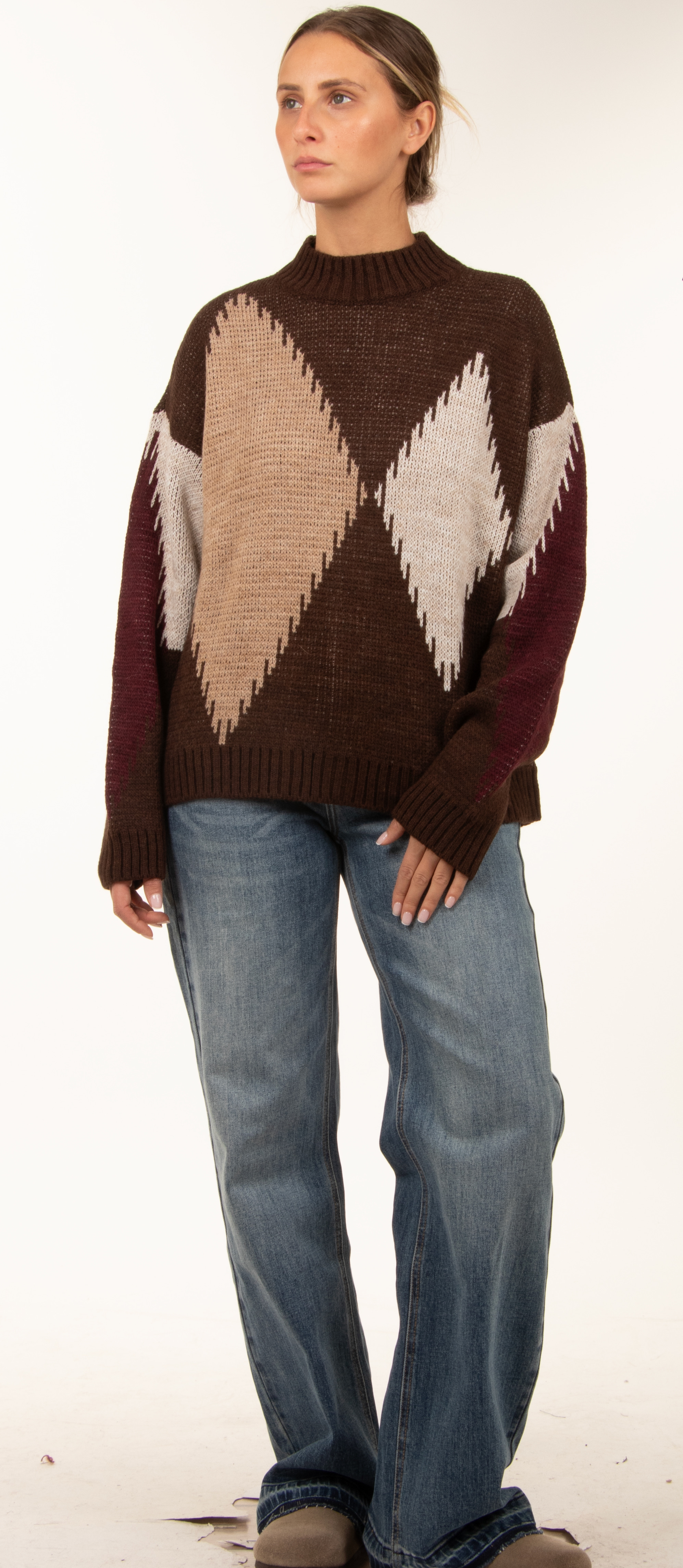 Relaxed Sweater with Mock Turtleneck