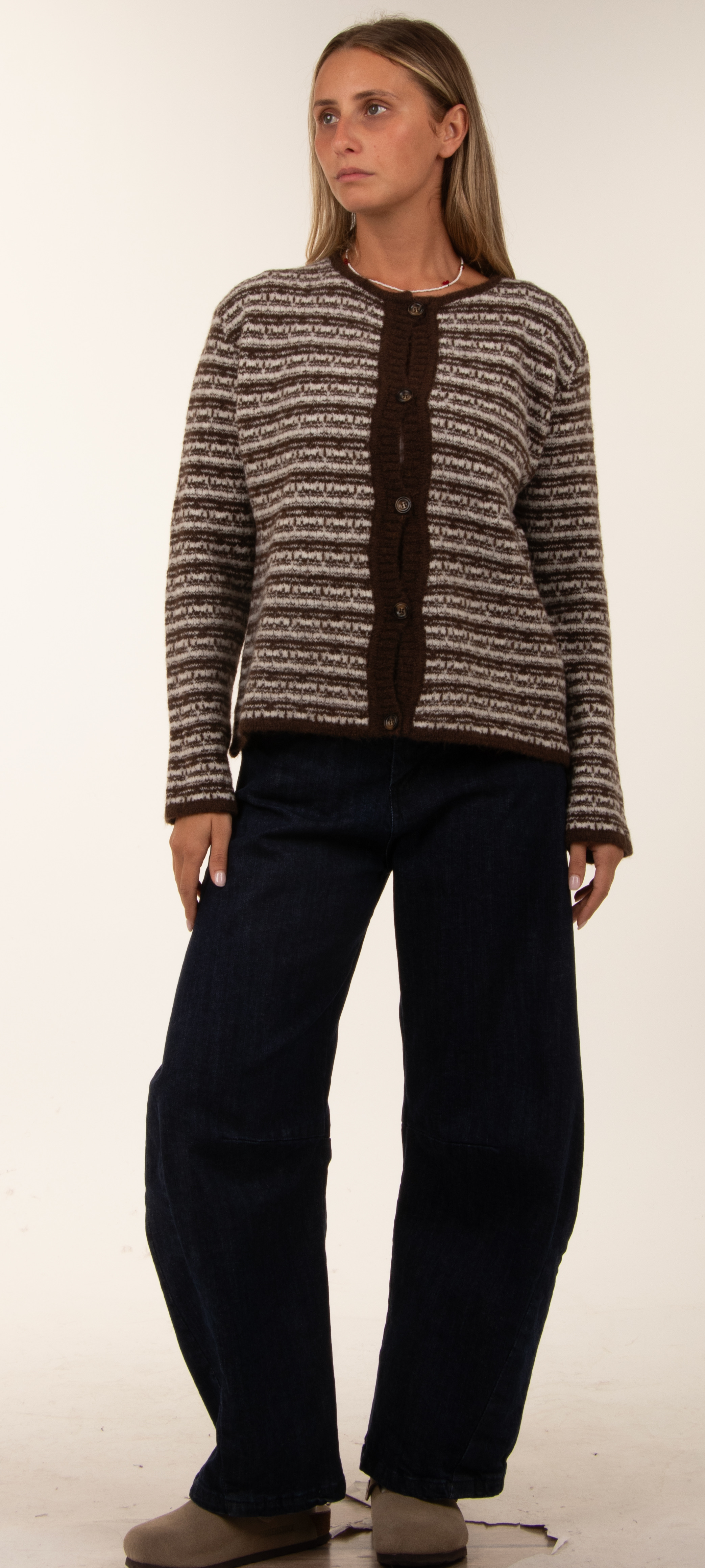 Striped Short Cardigan