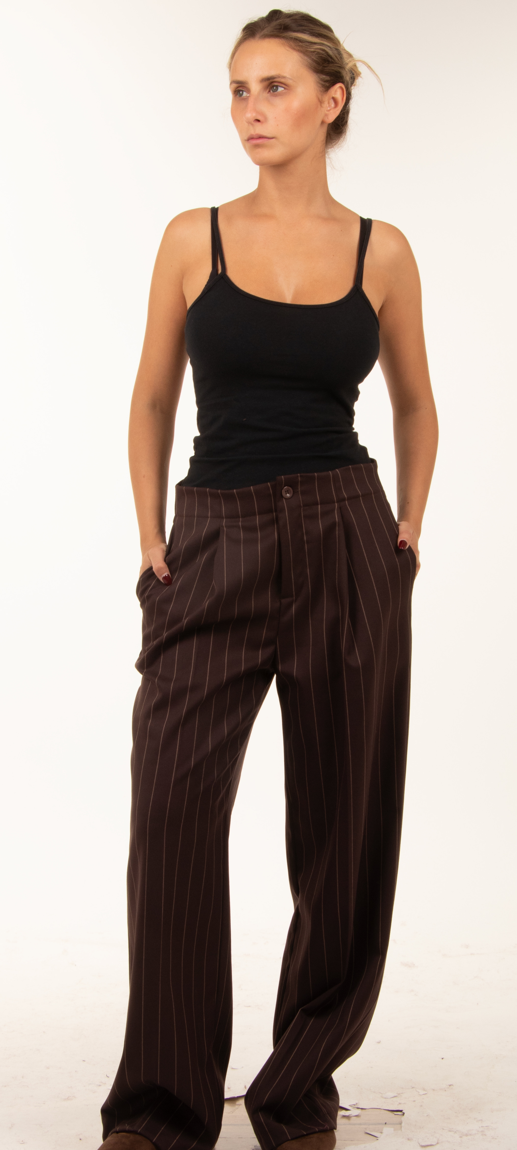 Wide-Leg Pleated Trousers