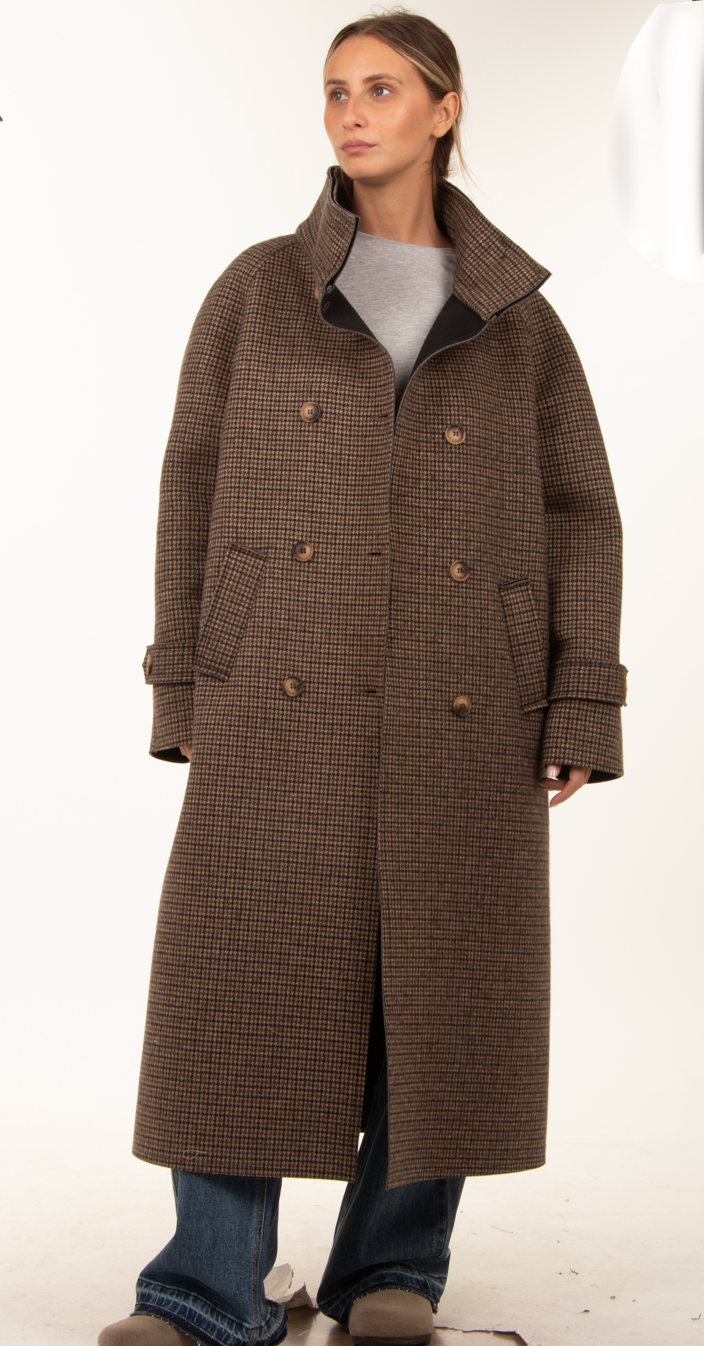 Mid‑Length Coat with Stand Collar
