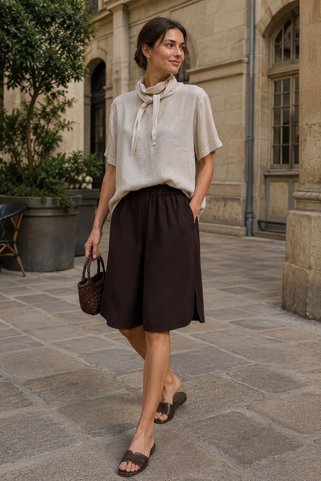 Relaxed Blouse with Scarf