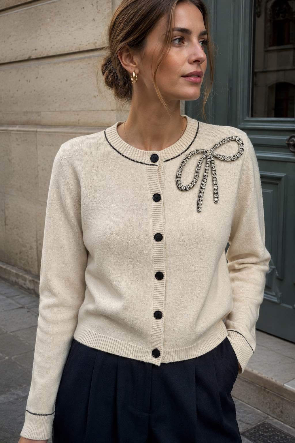 Bow-Detail Cardigan