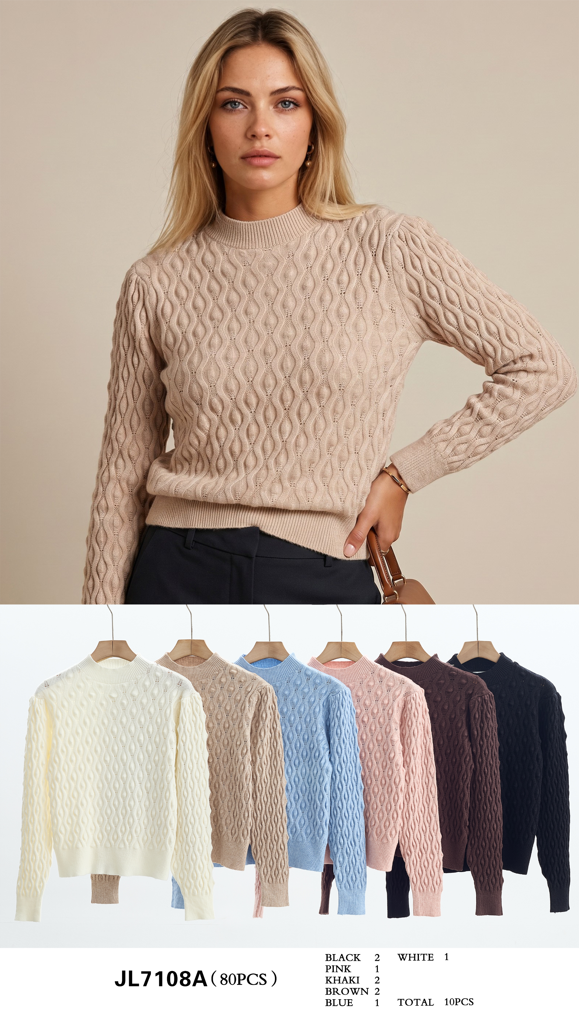 Chunky Cable Half-Turtleneck Sweater