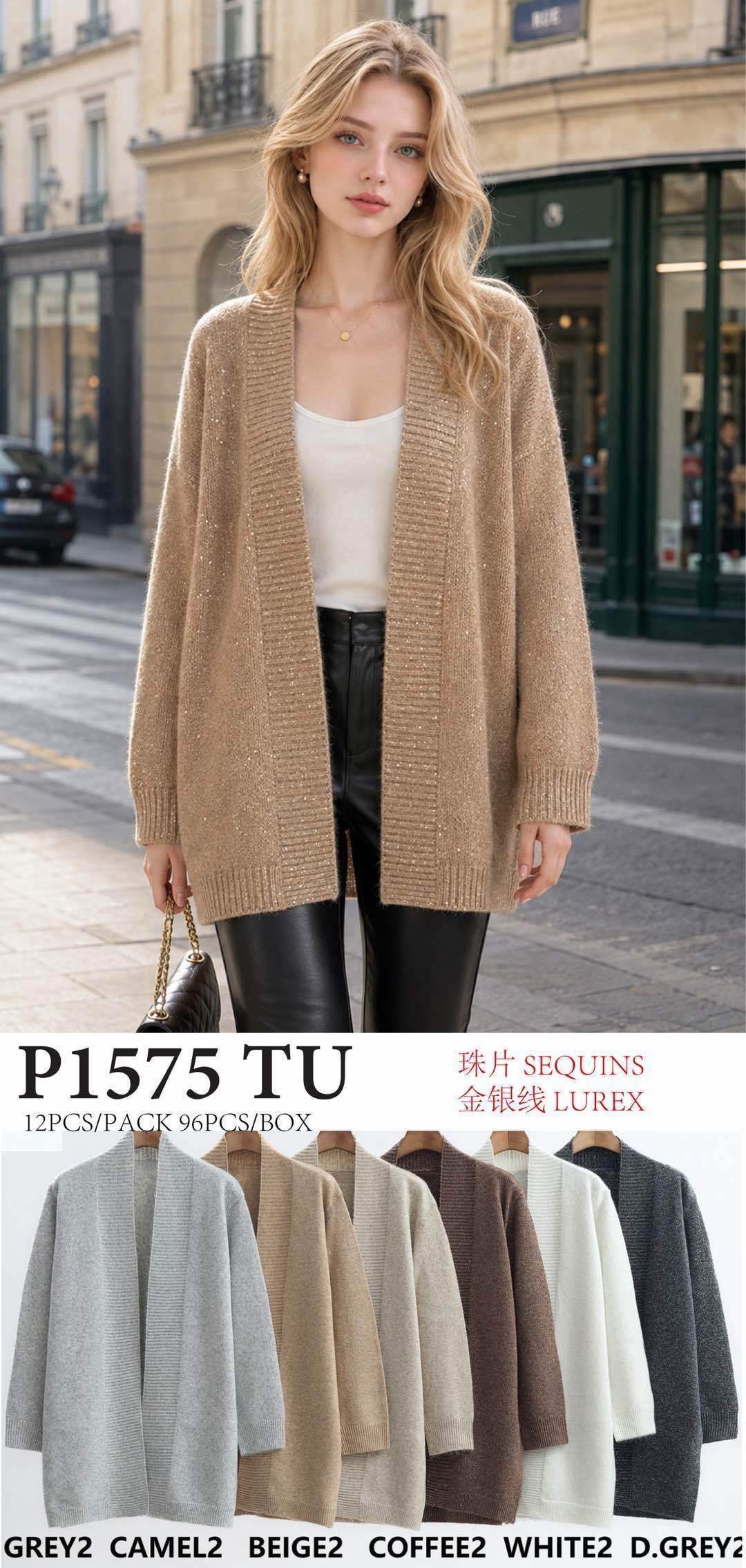 Extended Oversized Cardigan with Sequins