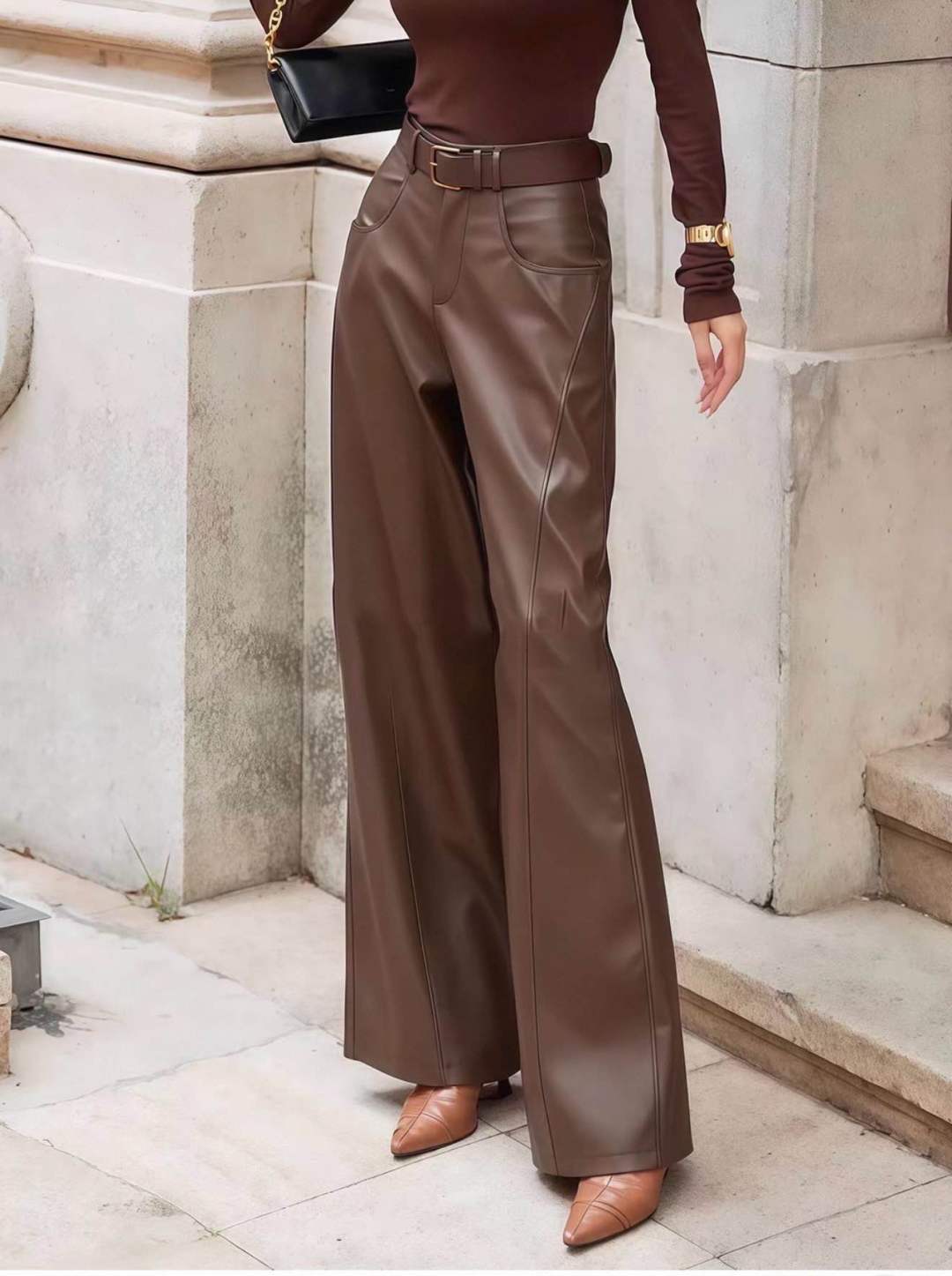 Wide Belted Trousers