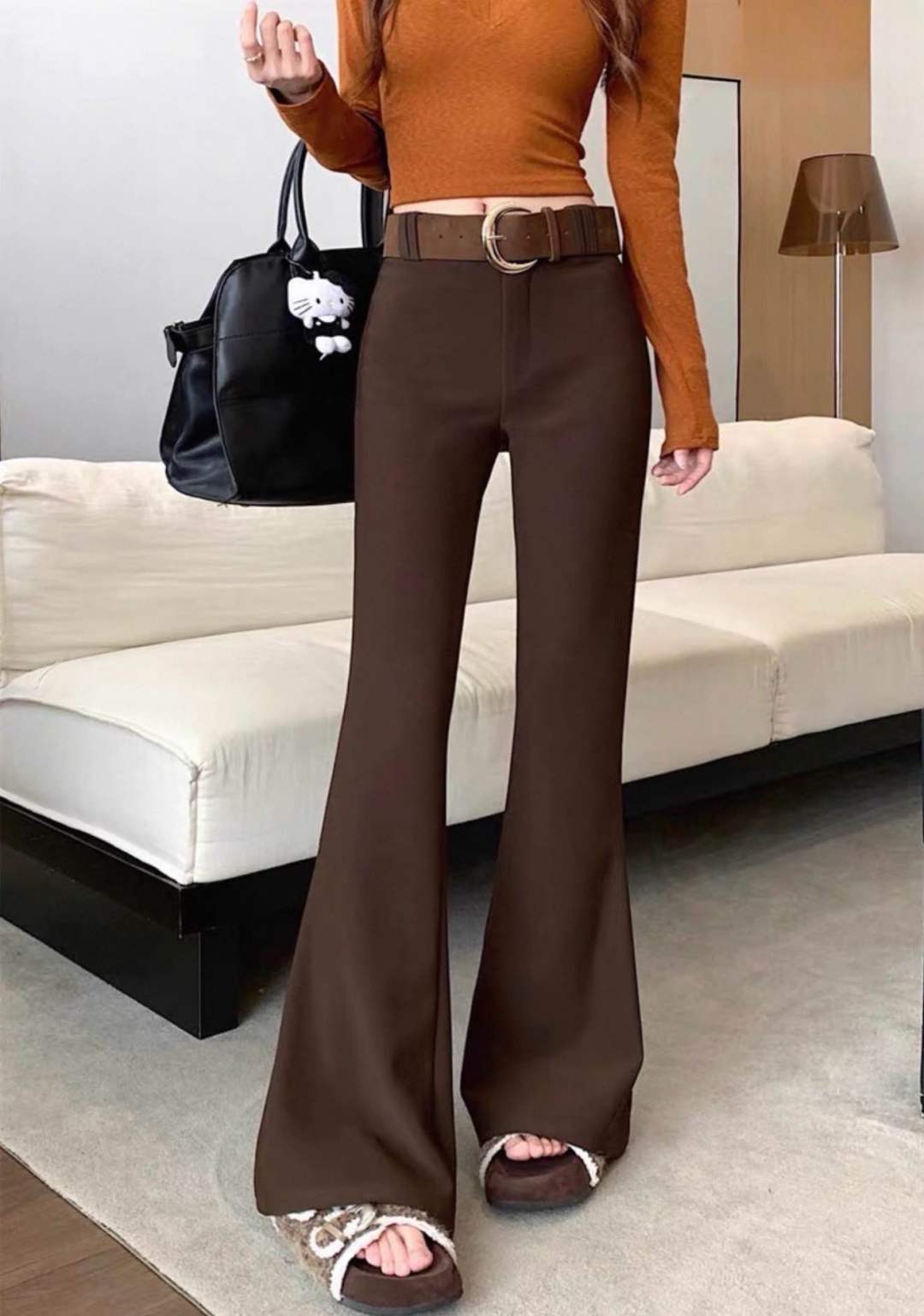 High-Waist Flared Trousers