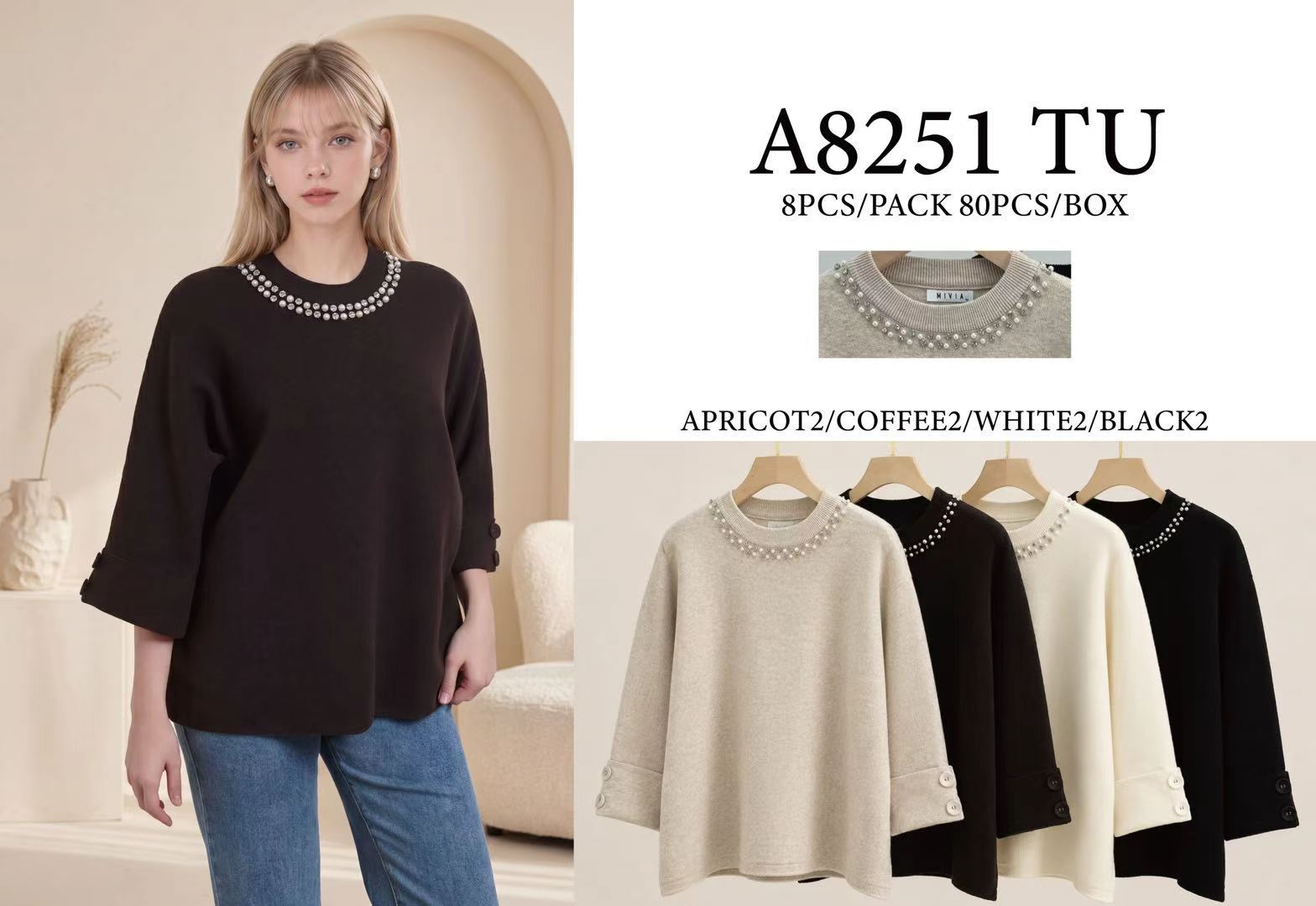 Relaxed Pearl-Embellished Sweater
