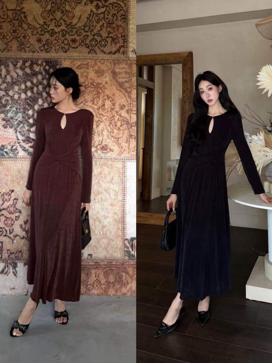 Fitted Maxi Dress with Keyhole