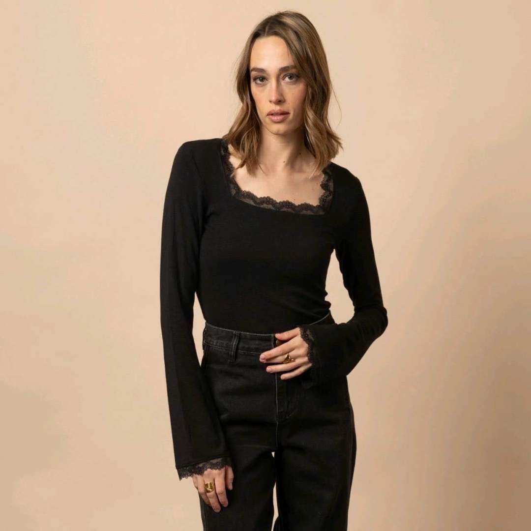 Fitted Lace-Trim Top