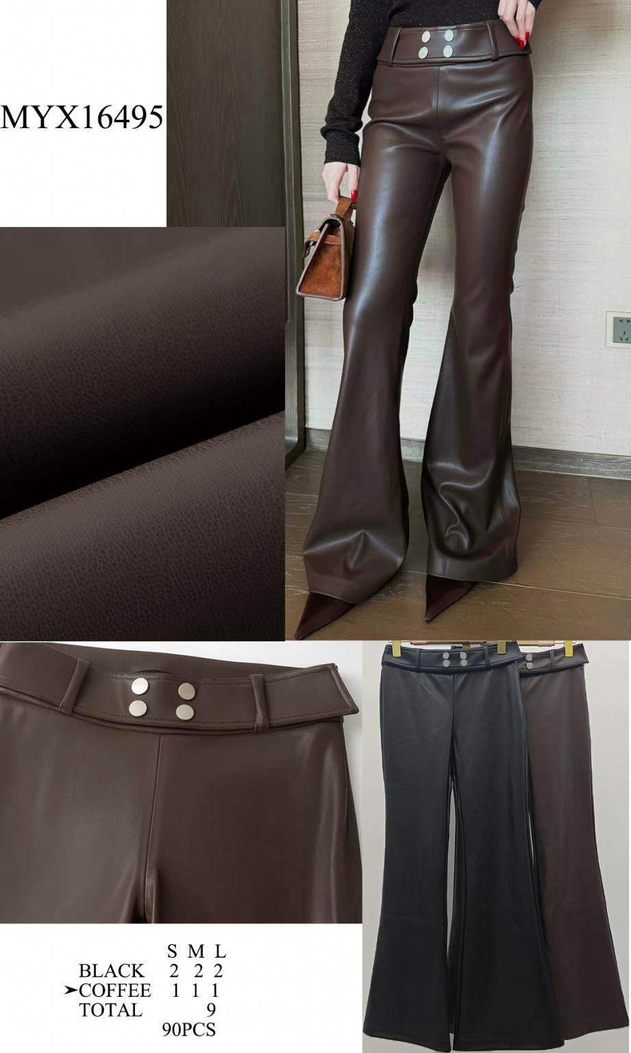 High‑Waist Flared Faux‑Leather Trousers