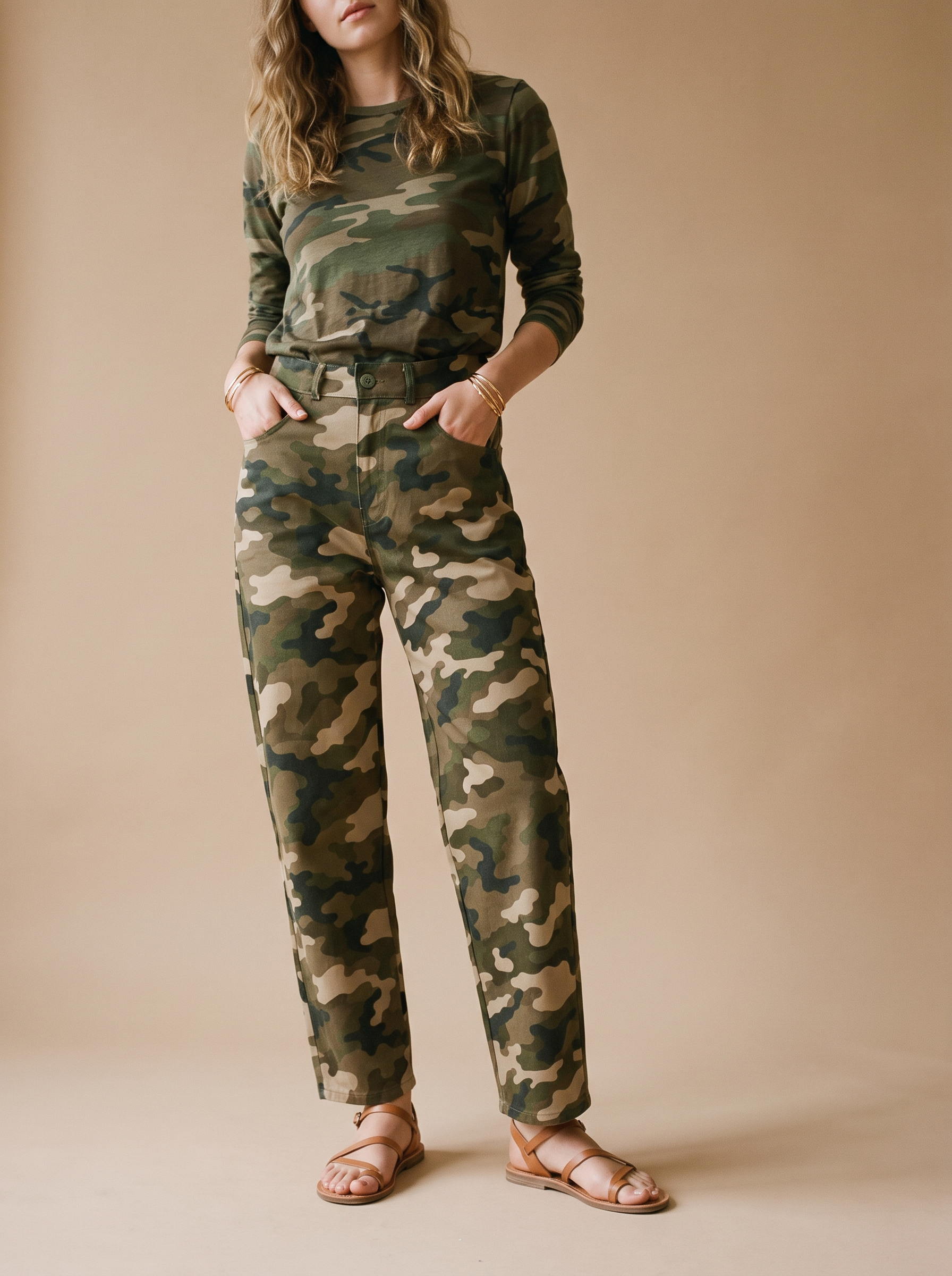 High‑Waist Straight Trousers
