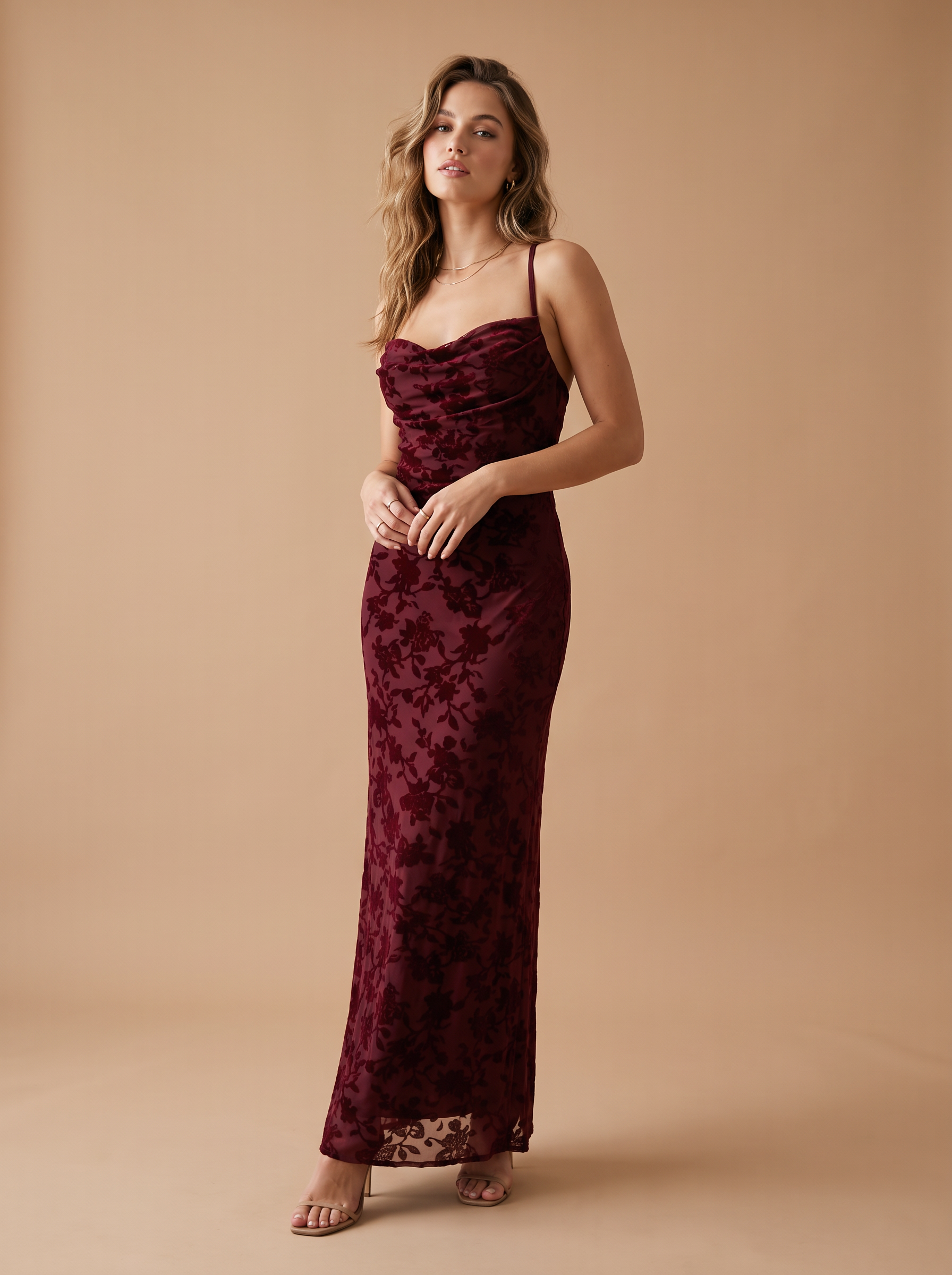 Fitted Maxi Dress with Cowl Back