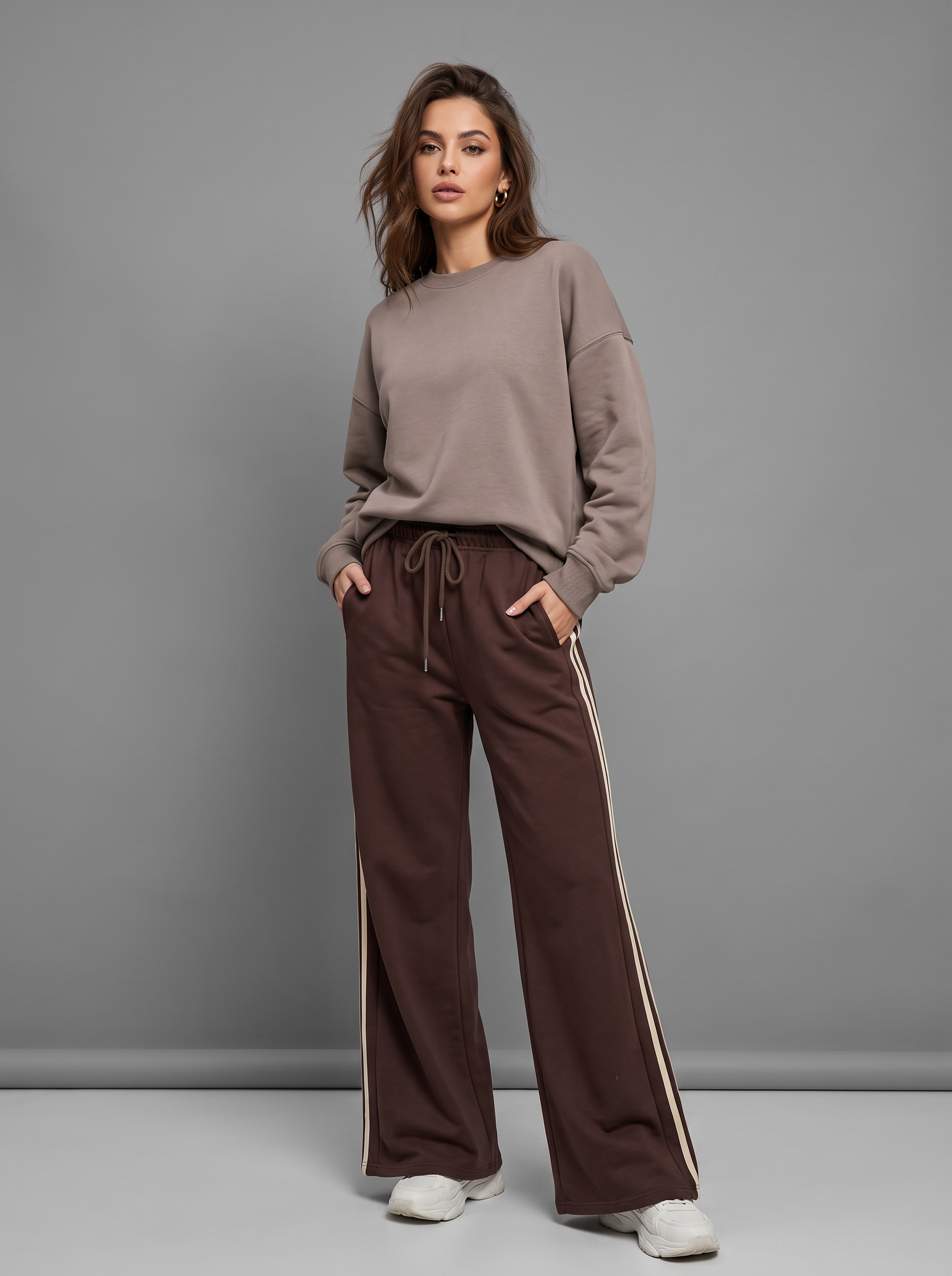 Wide-Leg Trousers with Side Stripe