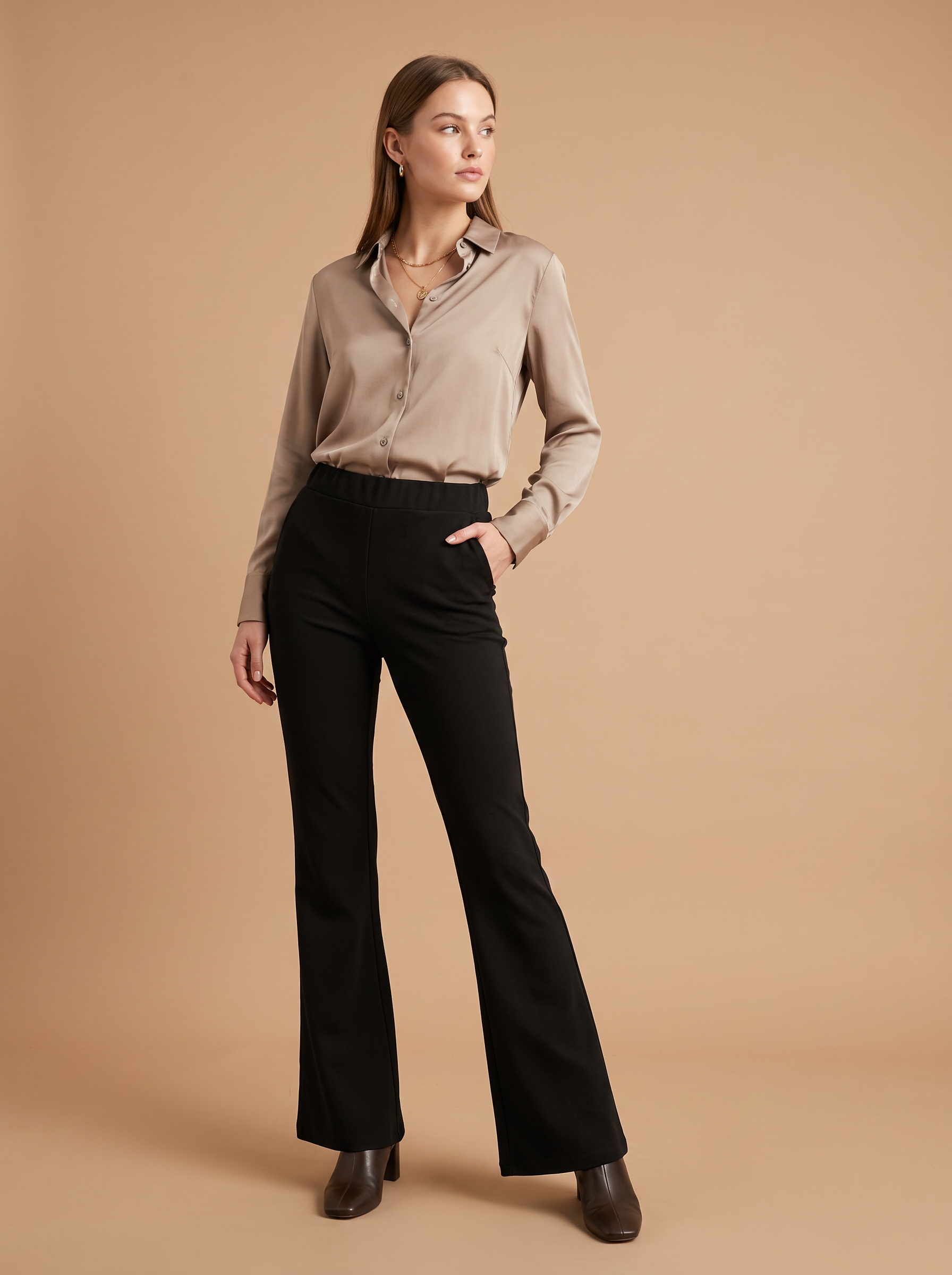 High‑Waist Flare Trousers