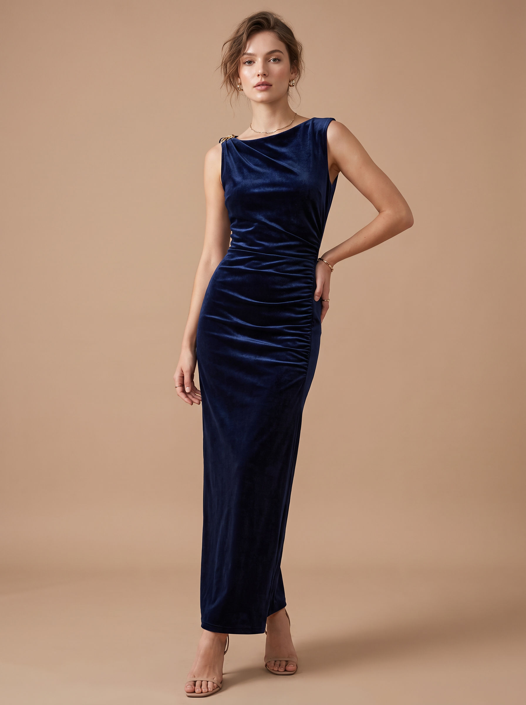 Midi Pencil Dress with Ruching