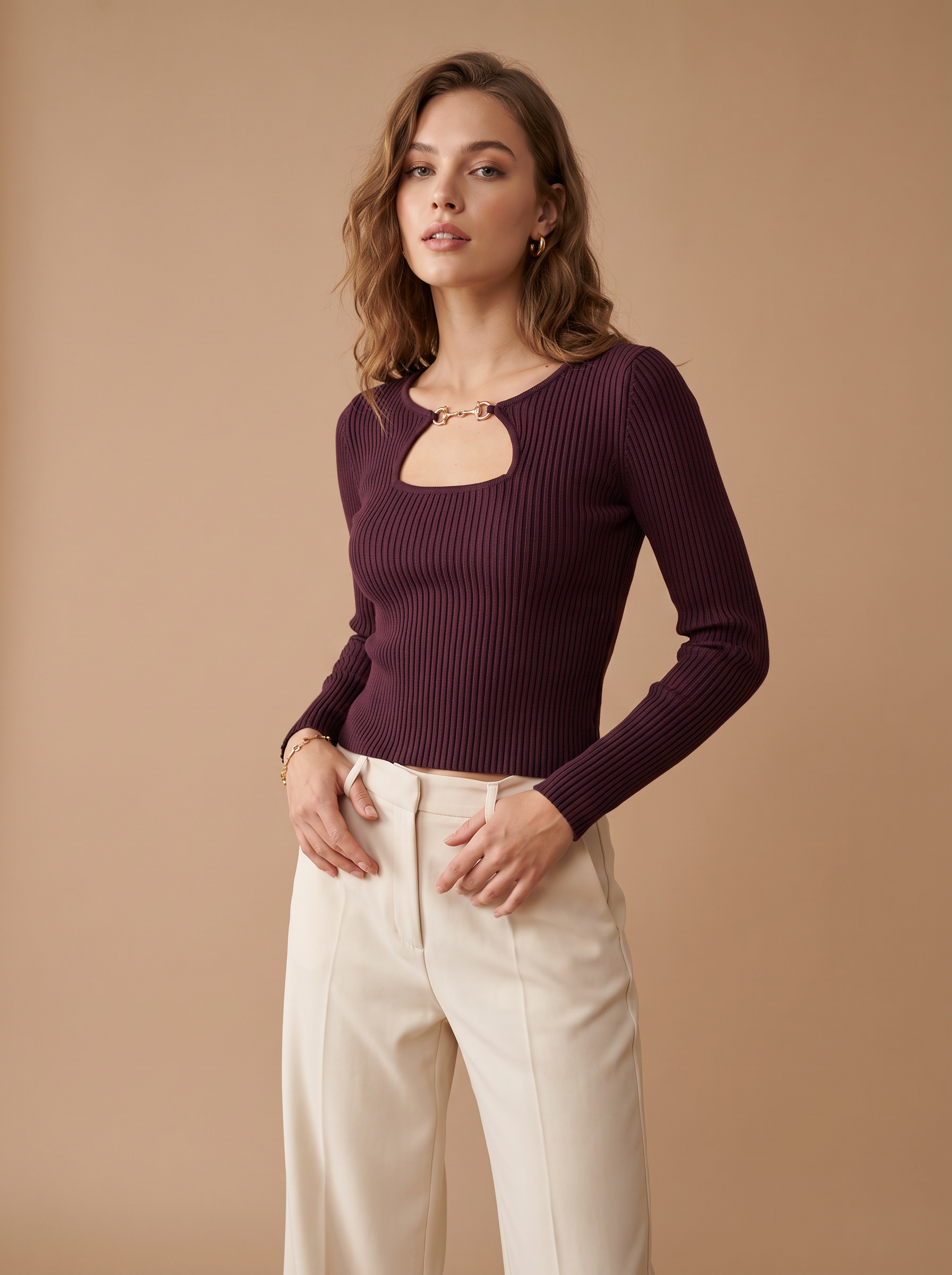 Fitted Sweater with Square Neck