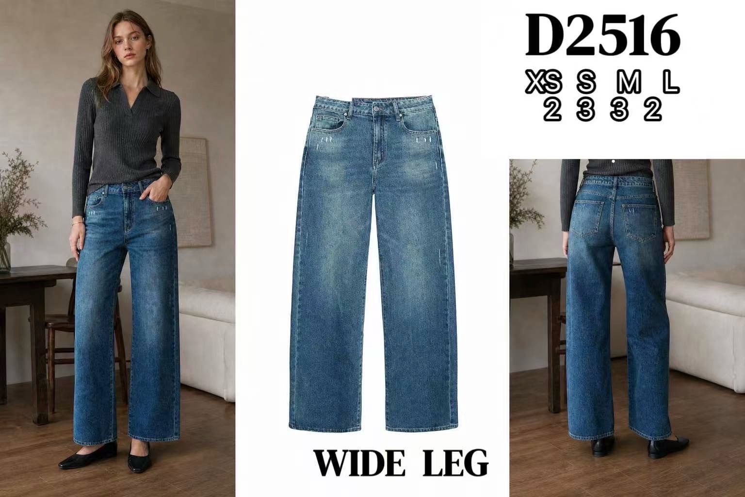 Wide‑Leg High‑Waist Jeans