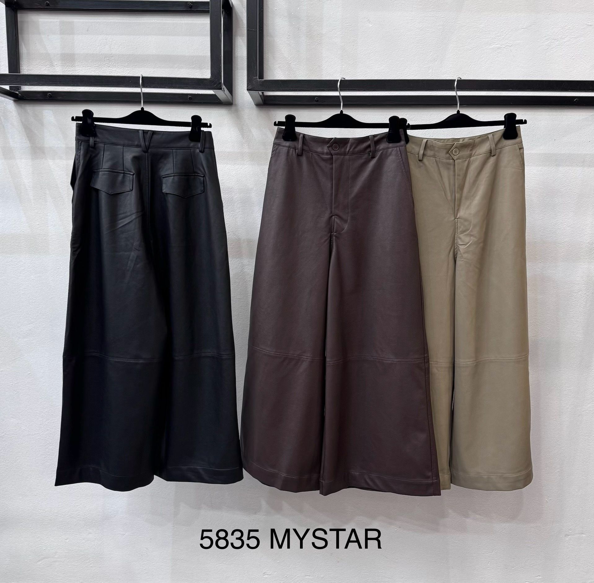 Wide-Leg Faux Leather Trousers