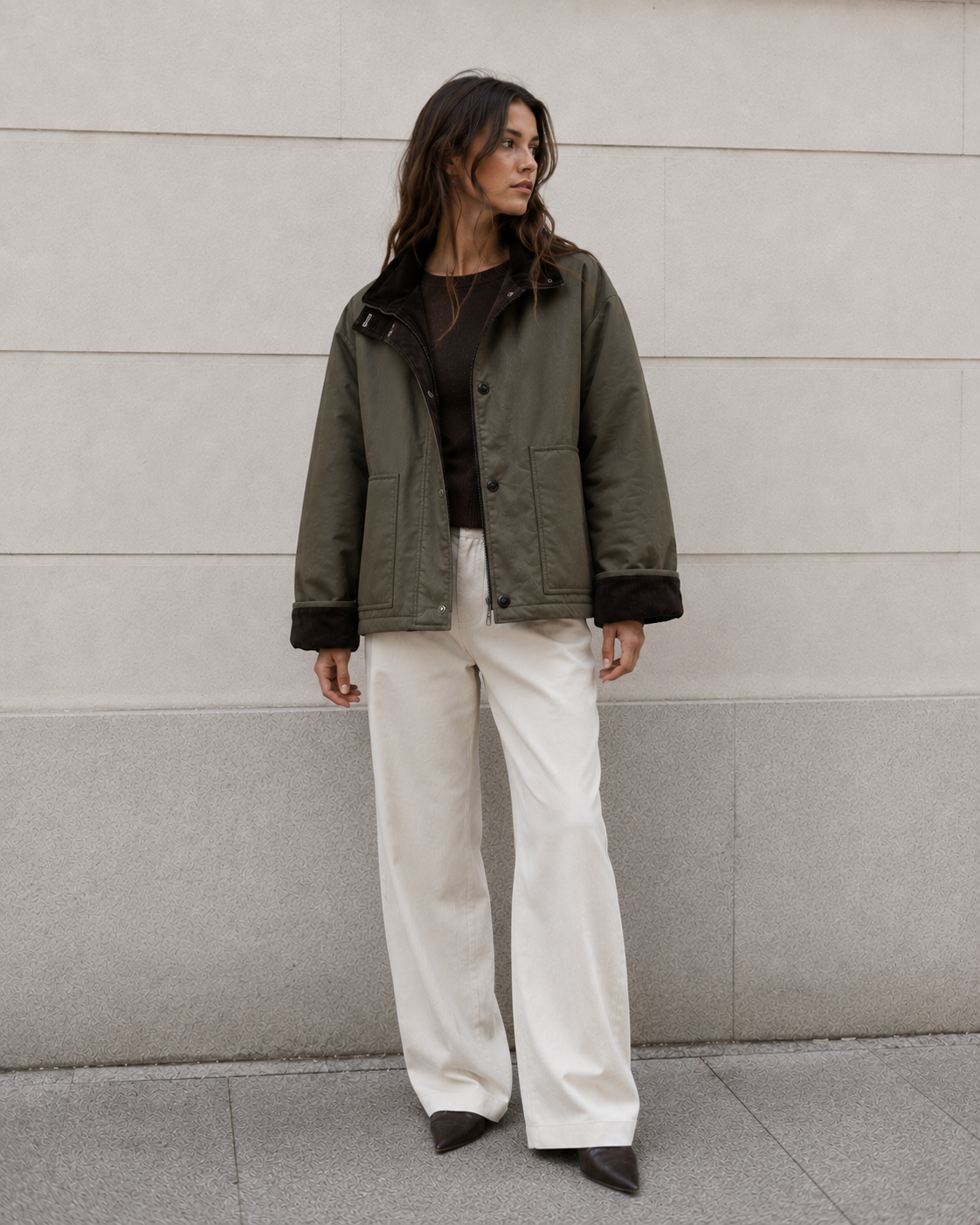 Relaxed Jacket with Stand Collar